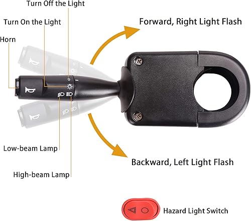 Miniatura 4 de 10L0L Kit de luces traseras para faros delanteros para Club Car DS Golf Cart, con luz bajaalta, interruptor de señal de giro, botón de bocina,