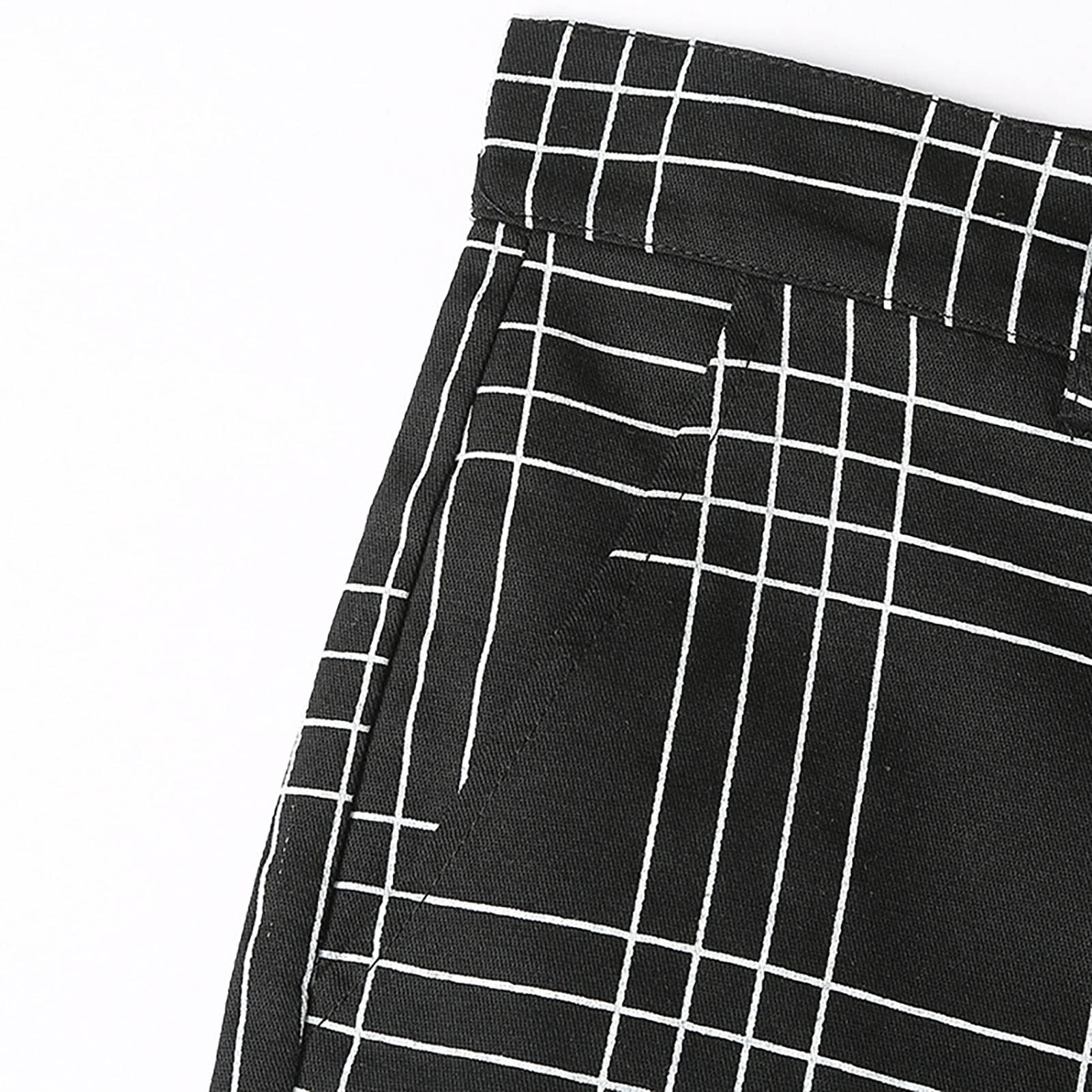 SIYAN Męskie spodnie chinosy, proste spodnie rekreacyjne, w kratkę, spodnie dresowe, eleganckie spodnie biznesowe, spodnie materiałowe, spodnie do garnituru, slim fit (brązowe, S)