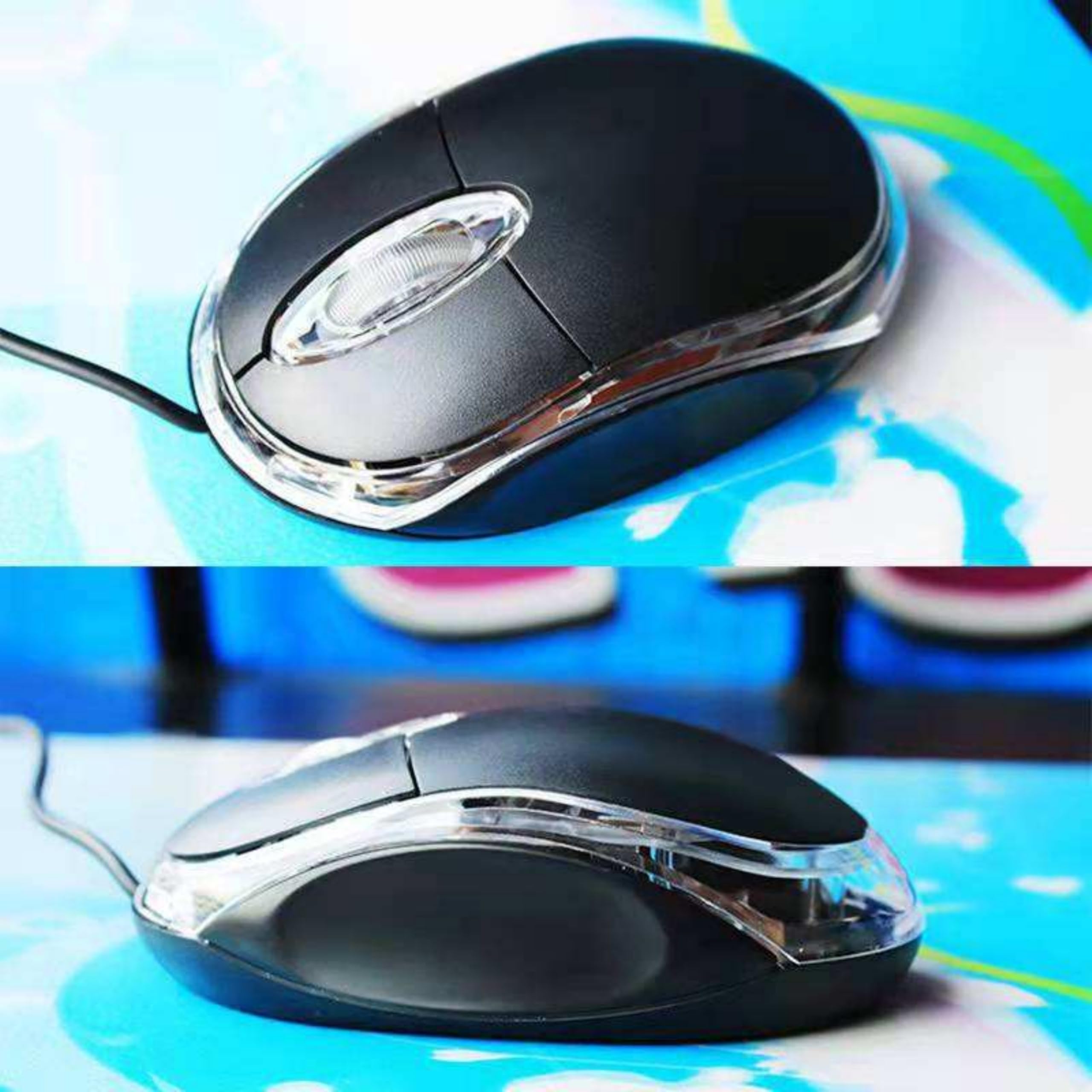 ANRANK UM2030AK - Ratón óptico USB 3D con 3 botones, rueda de desplazamiento, luz LED, color negro