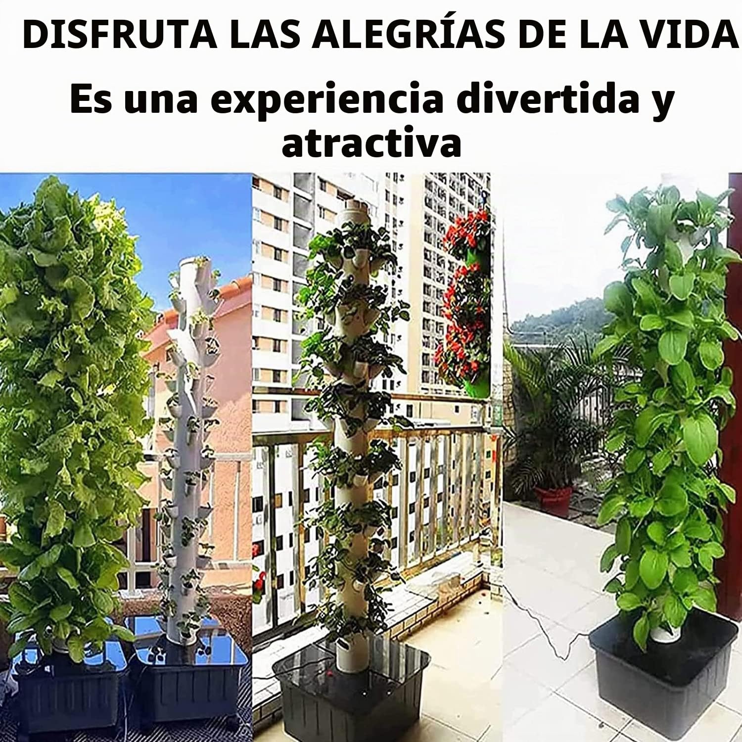 CAZARU Sistema de Cultivo hidropónico de 45 Agujeros, Sistema de Cultivo Interior, Torre de Cultivo Vertical, Sistema de Cultivo sin Suelo, para Hierbas, Frutas y Verduras