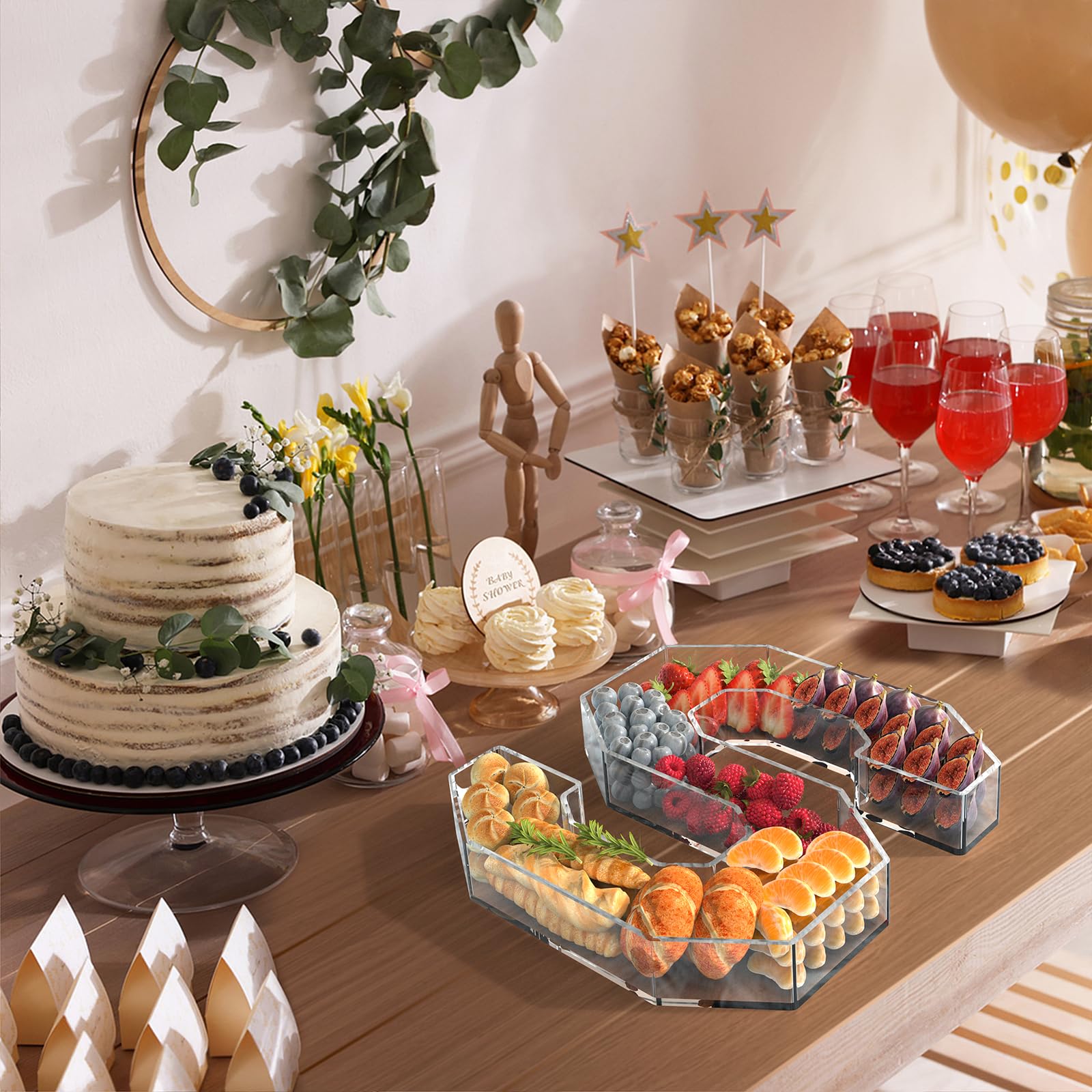 35,1 cm Acryl-Buchstaben-Charcuterie-Tablett, Charcuterie-Buchstaben, befüllbare Box für Lebensmittel, wiederverwendbar, Serviertablett für Kuchen, Süßigkeiten, Geburtstag, Jahrestag, Party-Dekoration