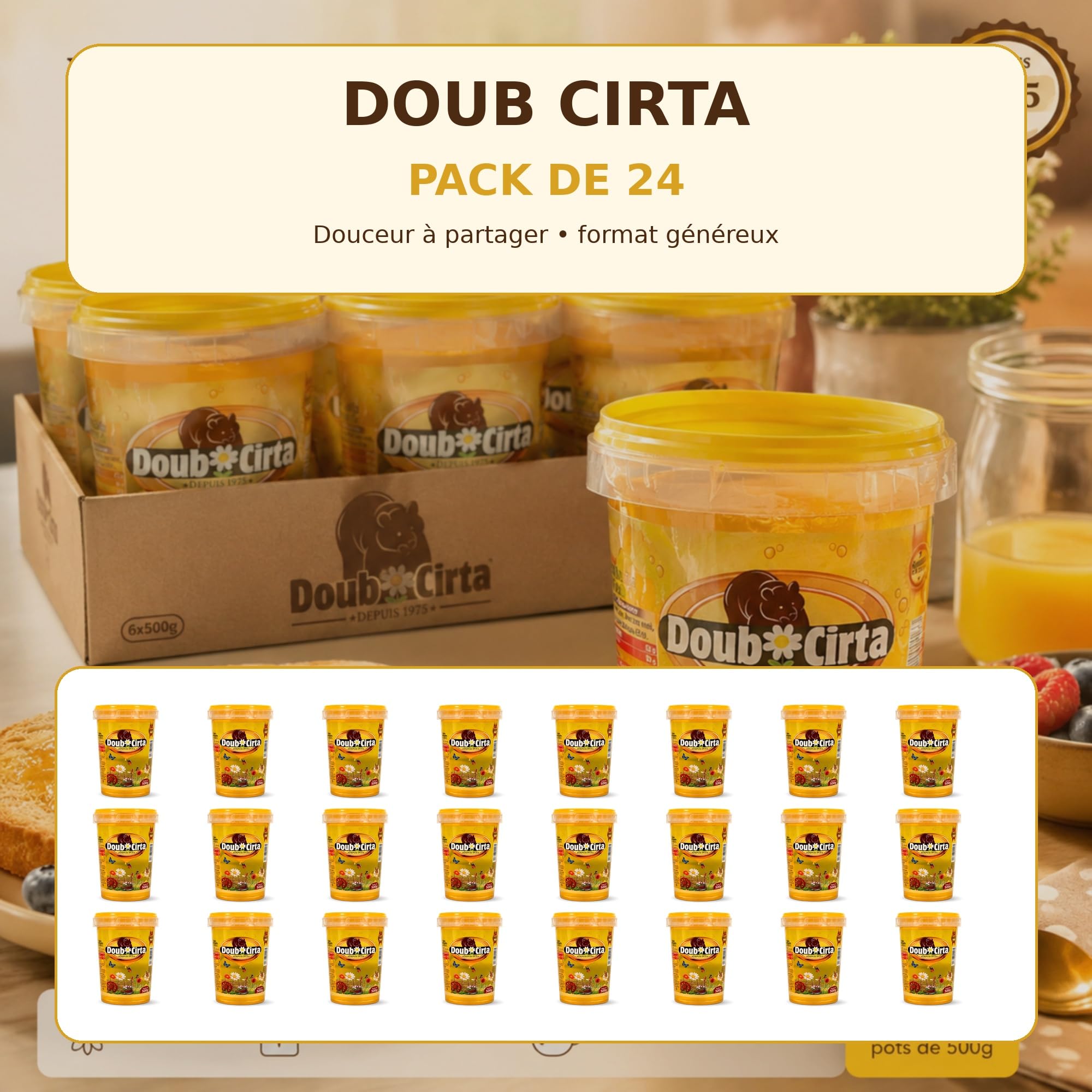 Doubsirta Sirop de Glucose 500g – Pack de 24 Pots – Sirop de Glucose pour Pâtisserie, Gâteaux, Confiserie, Desserts, Glaçages et Recettes Maison