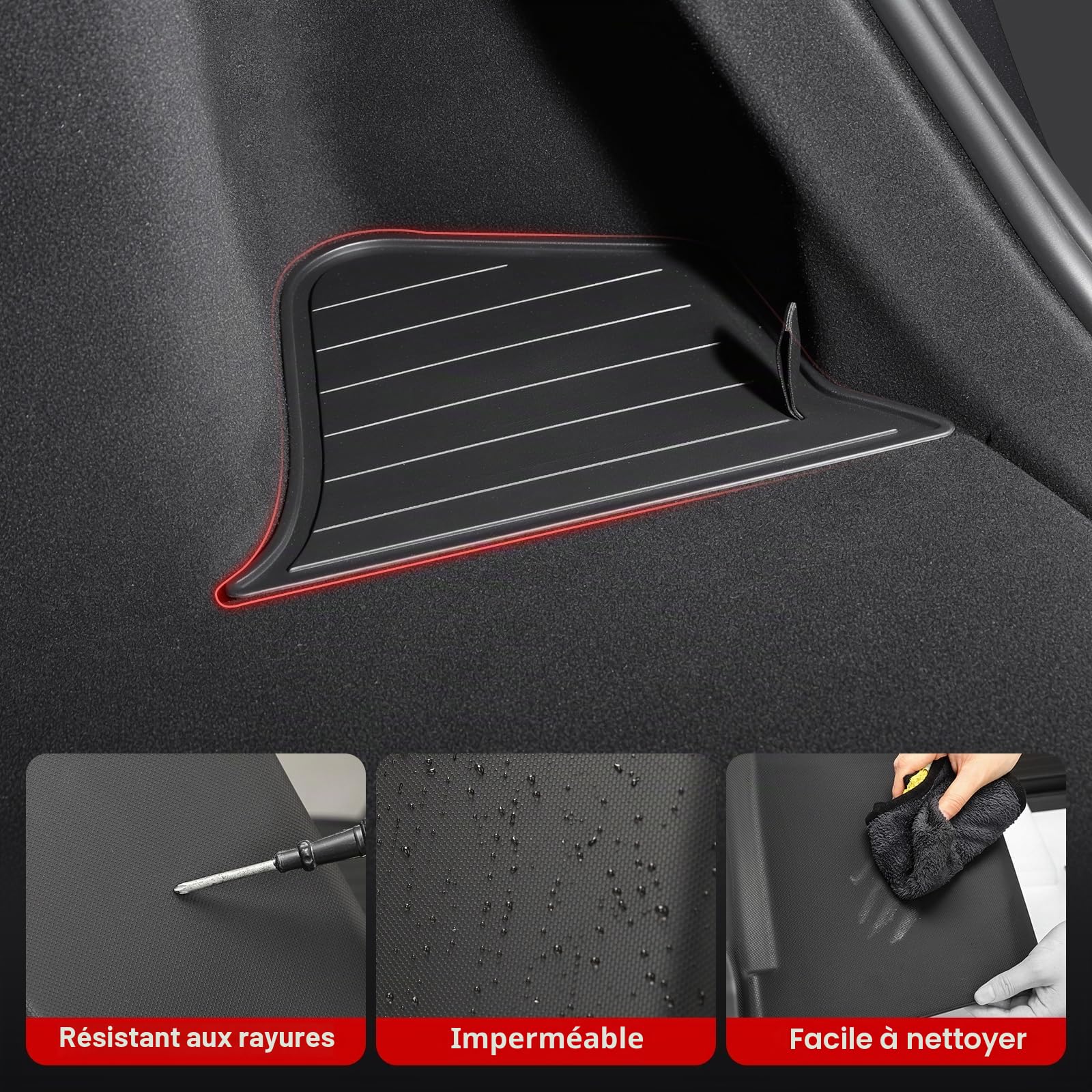 topfit Model Y Juniper Bacs de rangement en TPE boîte de rangement latérale arrière pour Tesla Model Y Juniper 2025-2026