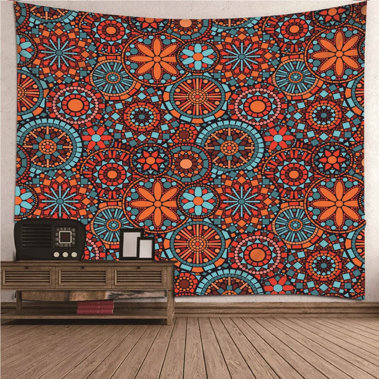 Ethereval Tapestry For Men Wall Bedroom Nature Vintage Flowers Pattern Darking Tapestries Trippy Orange Blue Wall Hangings Fabric Decorations 260x240cm