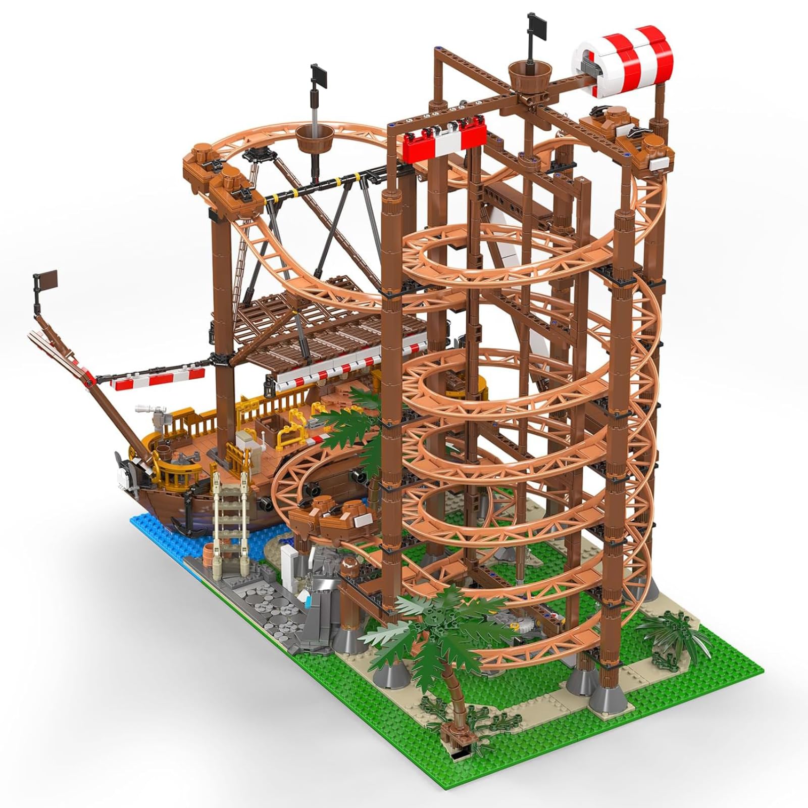 Mould King 11013 Technology Roller Coaster Building Kit, grandi montagne russe a doppia elica con motori Set di blocchi da costruzione, modello di sottobicchiere ad anello tecnico con morsetto per