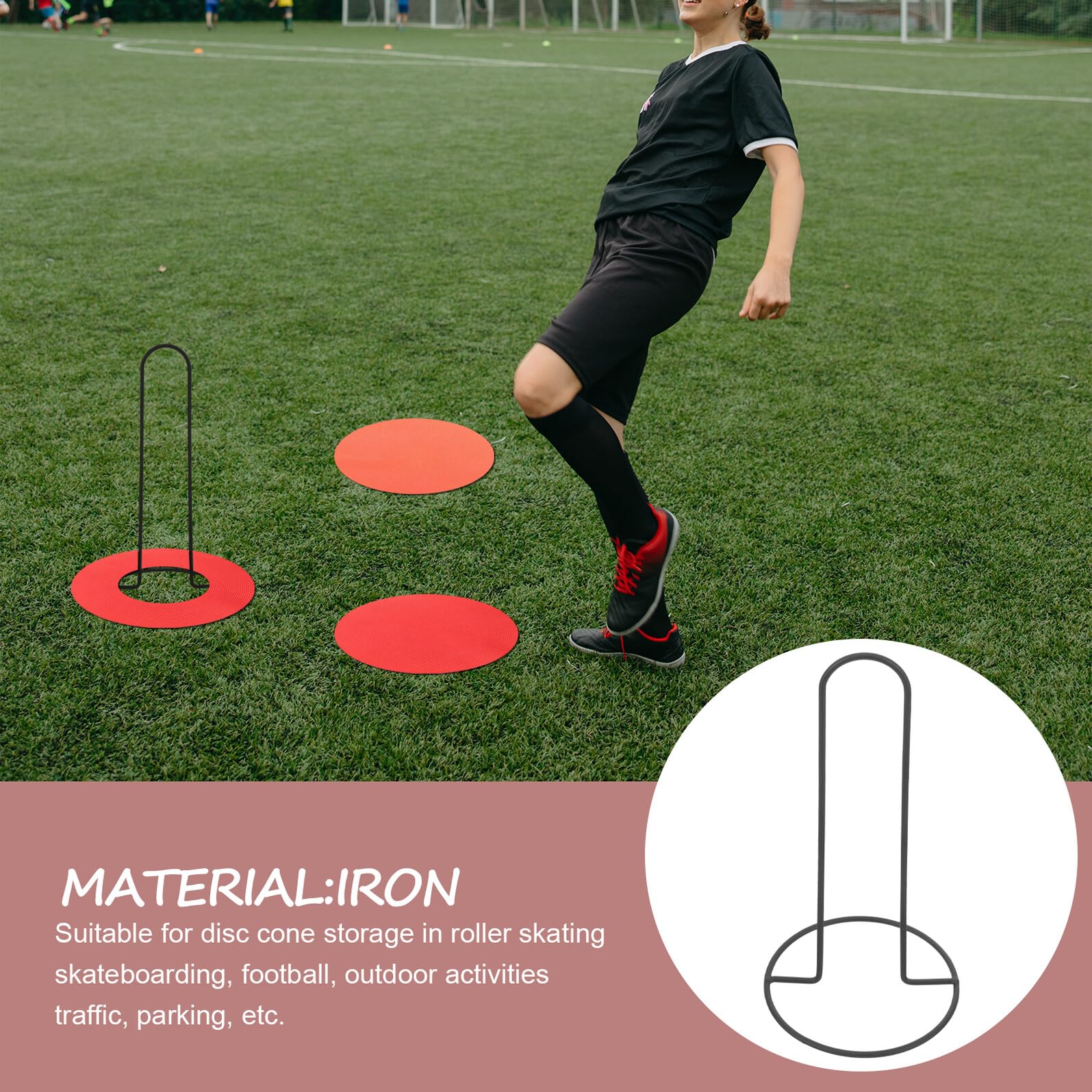 Support pour Cônes de Football en Fer Noir, Étagère Multifonction pour Disques et Bases