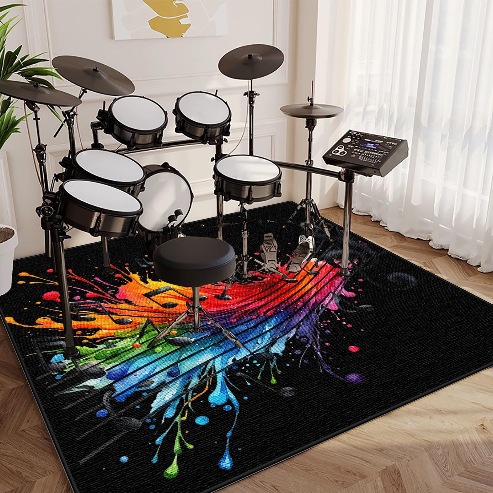 200 x 170 cm Dźwiękoszczelny dywanik do baterii elektronicznych, dywanik bębnowy, dywanik perkusyjny, mata na perkusję, maty na instrumenty muzyczne, antypoślizgowe maty prostokątne