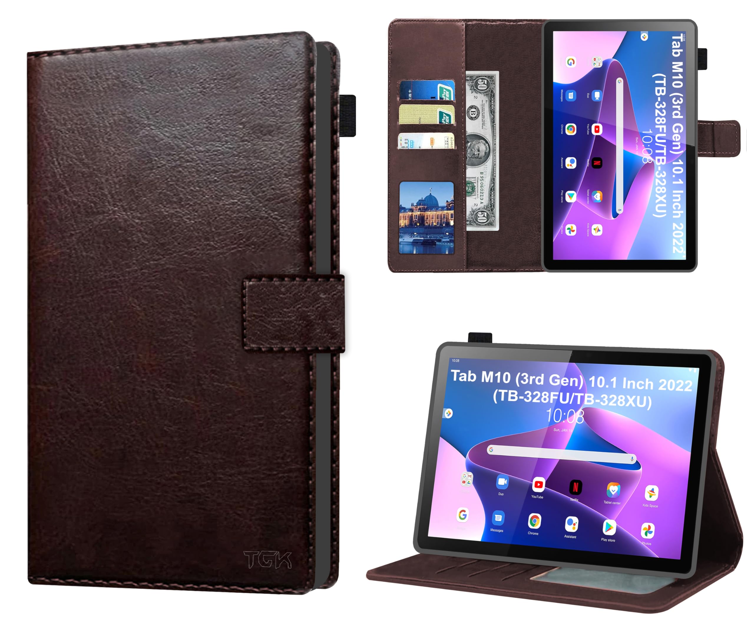 TGK Multi Protective Wallet Leather Flip Stand Case Cover for Lenovo Tab M10 FHD 3rd Gen 10.1 inch TB328FU TB328XU, Chocolate Brown (B0BBRK274S) Amazon Price History, Amazon Price Tracker