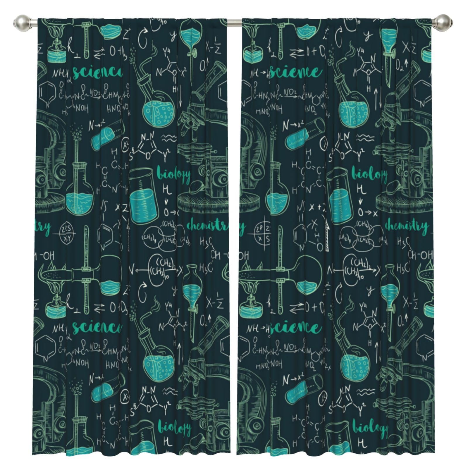 InOmak Interesting Chemical Science, 2 Panels Window Curtains 52 x 84 Inch Blackout Curtains for Living Room Bedroom