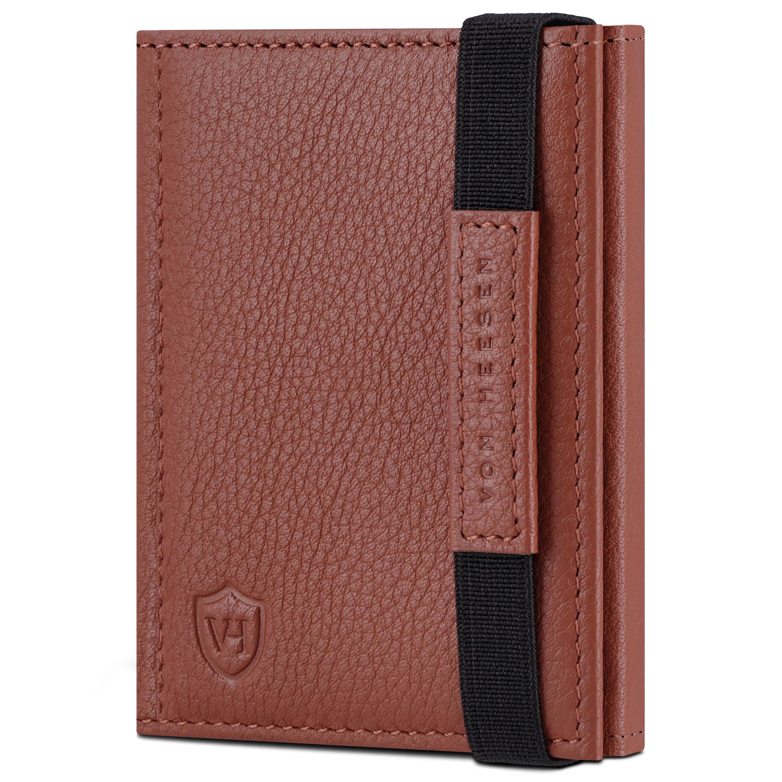 VON HEESEN Slim Wallet mit RFID Schutz - Geldbörse Herren klein - Mini Geldbeutel Damen Portmonee - Kartenetui Echtleder Karten Portemonnaie - Leder Kreditkartenetui