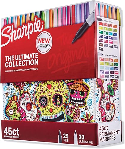 Sharpie Marcadores permanentes, colección definitiva, puntas finas y ultrafinas, colores surtidos, 45 unidades