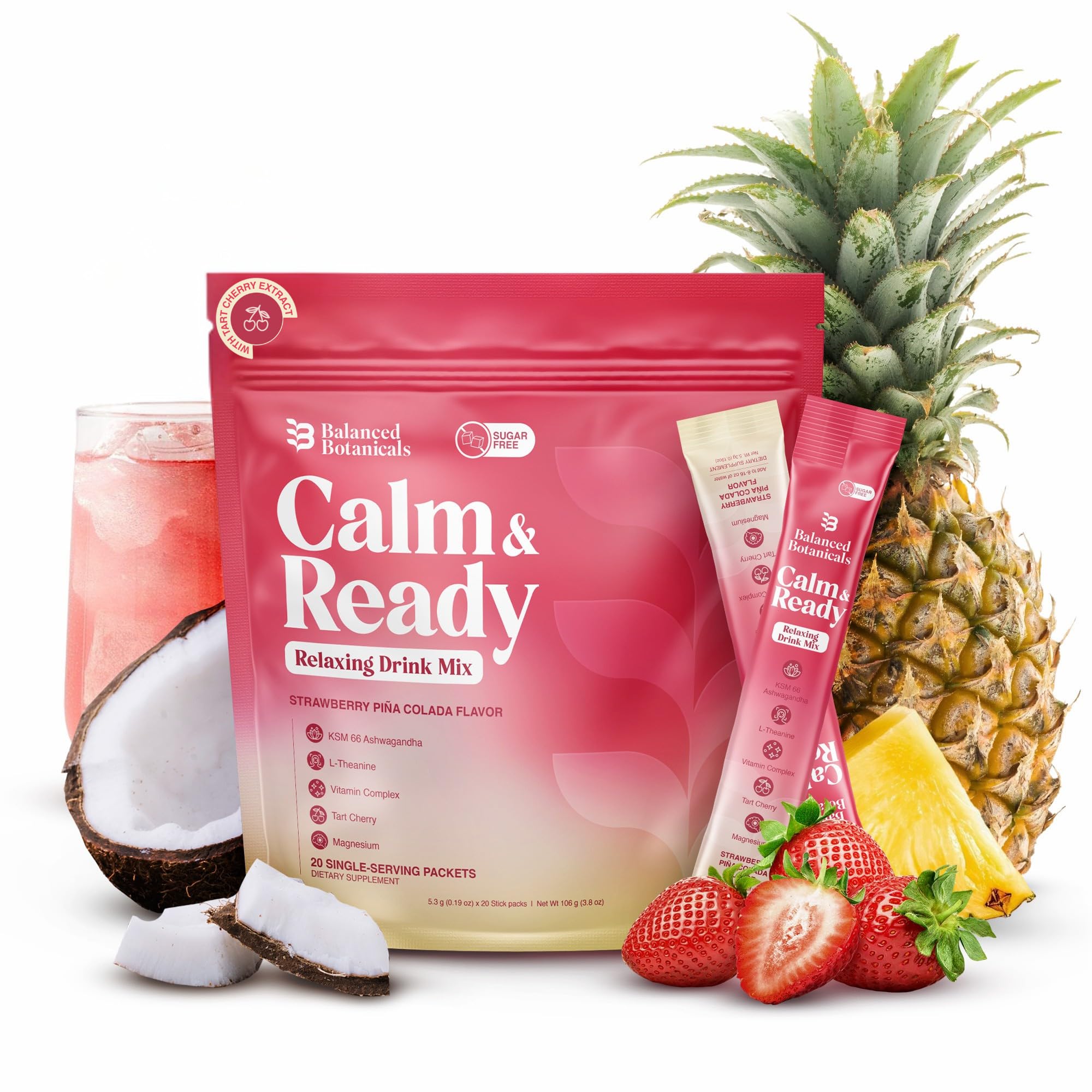 Calm &amp; Ready Sleep Powder, Strawberry Piña Colada