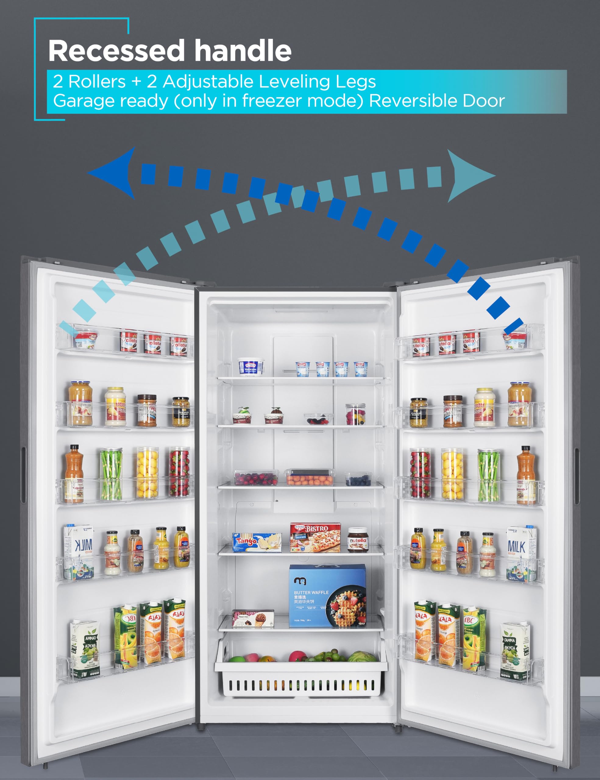 Black+Decker 21.2 Cu. Ft. Convertible Freezer Refrigerator, Upright Freezer With Glass Shelves, Reversible Door,Energy Star Rated, Frost Free, Buc2120mb, Black on Fridge.com - View 6