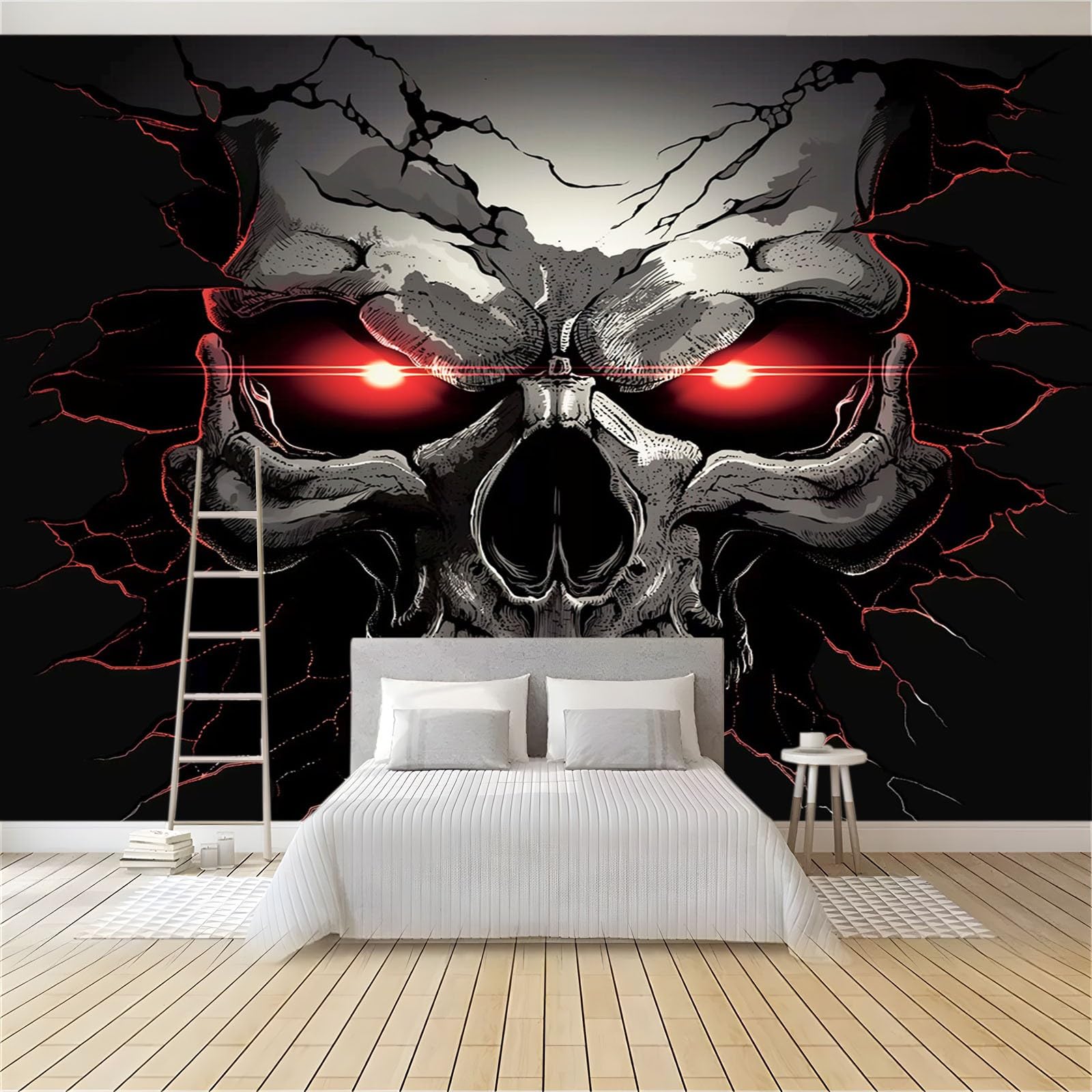 Fototapeta Ciemny Goth Spersonalizowana Czaszka Plakat Tapety Mural 300 x 210 cm Nowoczesna Dekoracja Ścienna Salon Sypialnia Pokój Dziecięcy Sypialnia Czarny Czerwony