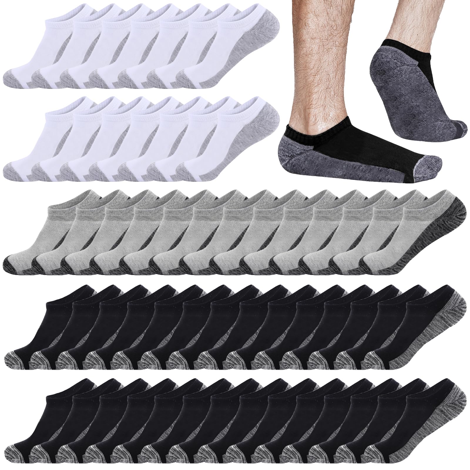 12-30 pares de calcetines de tobillo de corte bajo para hombre, delgados, transpirables, casuales, invisibles calcetines atléticos a granel