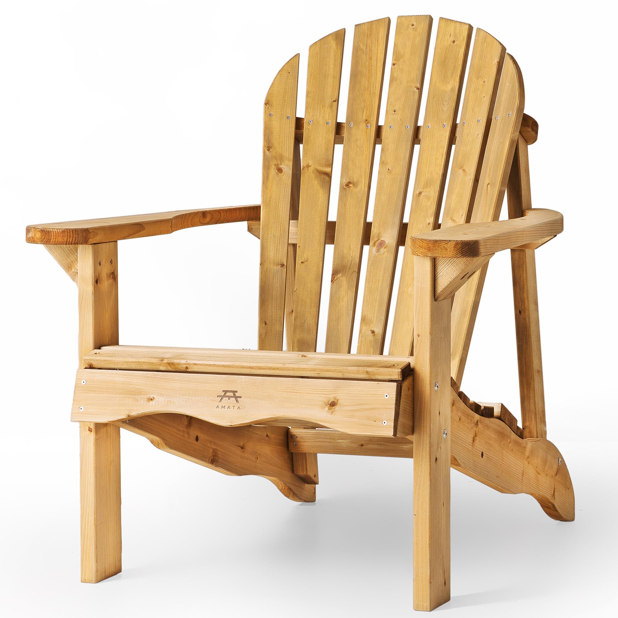 Amata UNGURS Collection Adirondack Chaise Simple en Bois résistante aux intempéries pour Patio, arrière-Cour et Jardin – Ergonomique et Durable – Design Intemporel (Marron)