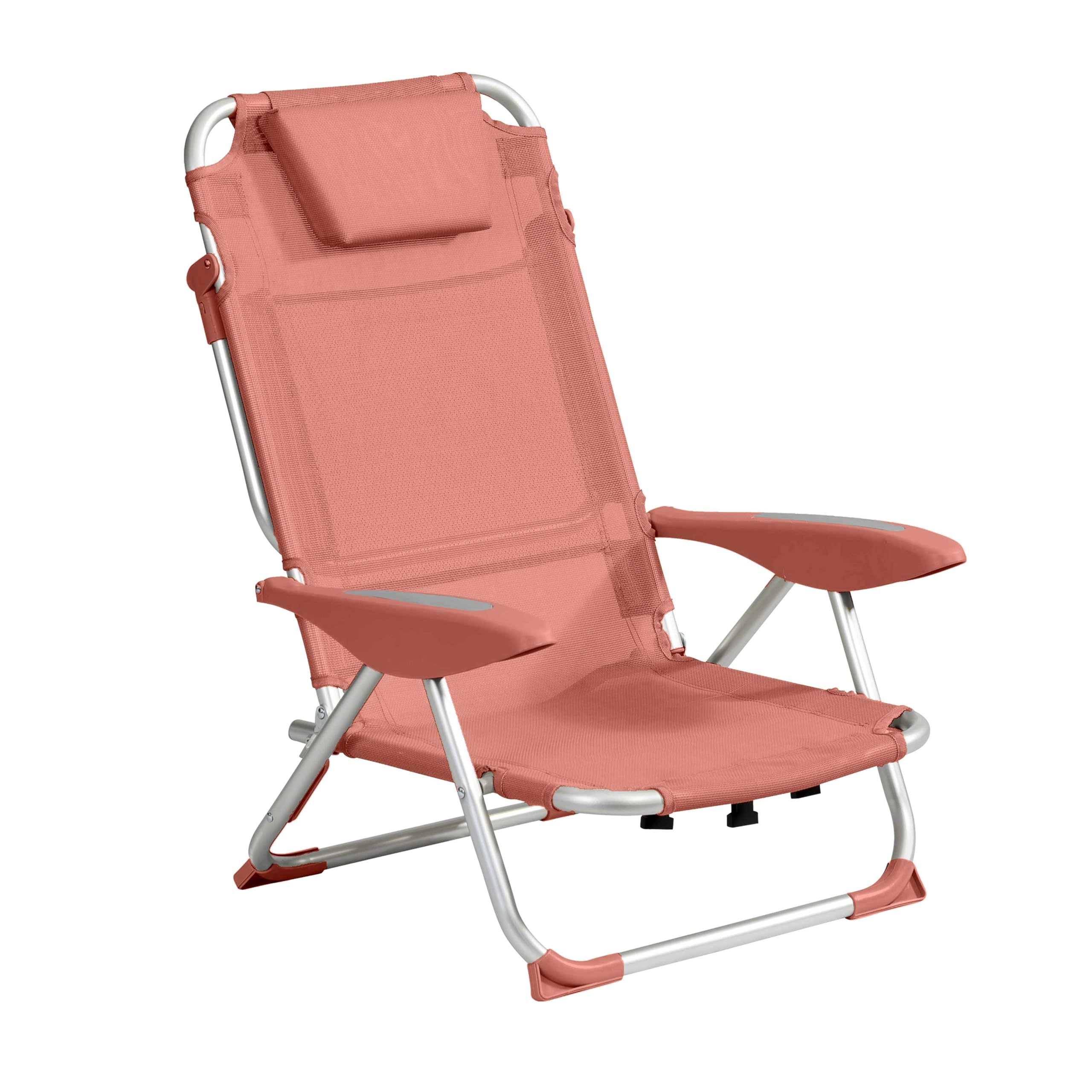 Oviala Lot de 2 fauteuils clic clac des plages en Polyester Papaye