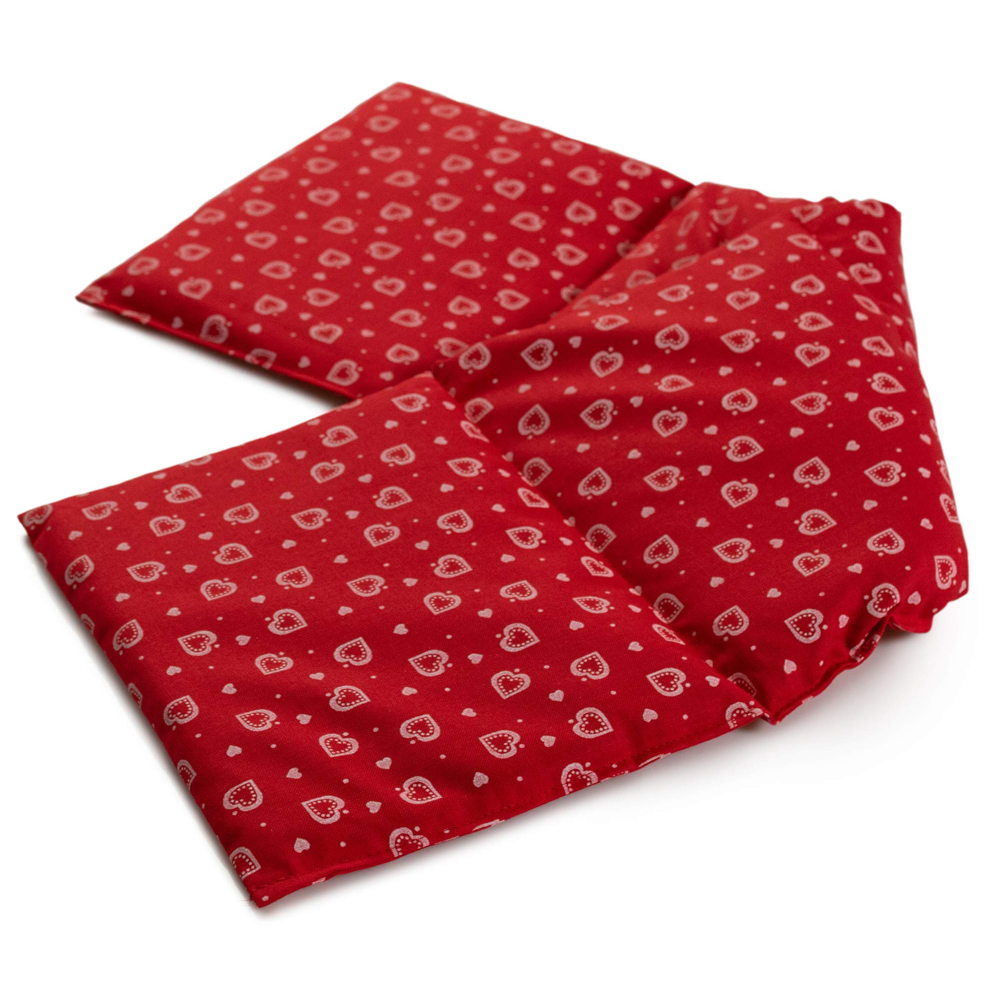 4-Kammer Rapssamenkissen 20x60cm groß - Herzen-rot - Wärmekissen & Kältekissen - Körnerkissen