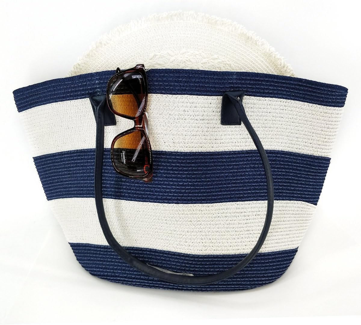 We We Large Canvas Straw Beach Pool Bag Waterproof Beach Tote Bags for Women Travel Shoulder Handbag