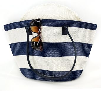 We We Large Canvas Straw Beach Pool Bag Waterproof Beach Tote Bags for Women Travel Shoulder Handbag