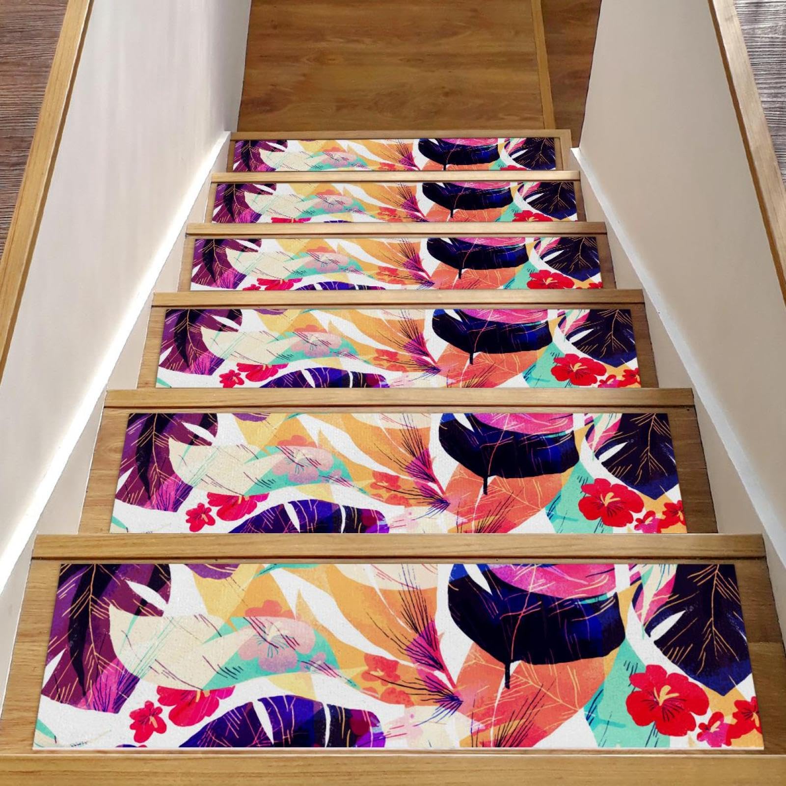 Alfombra antideslizante para peldaños de escalera de alta resistencia con elegante diseño tropical