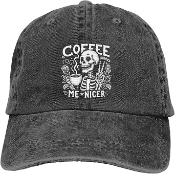 Funny Skull Coffee is Life Baseball Cap Golf Dad Hat Adjustable Original Classic Low Profile Cotton Hat Men Women