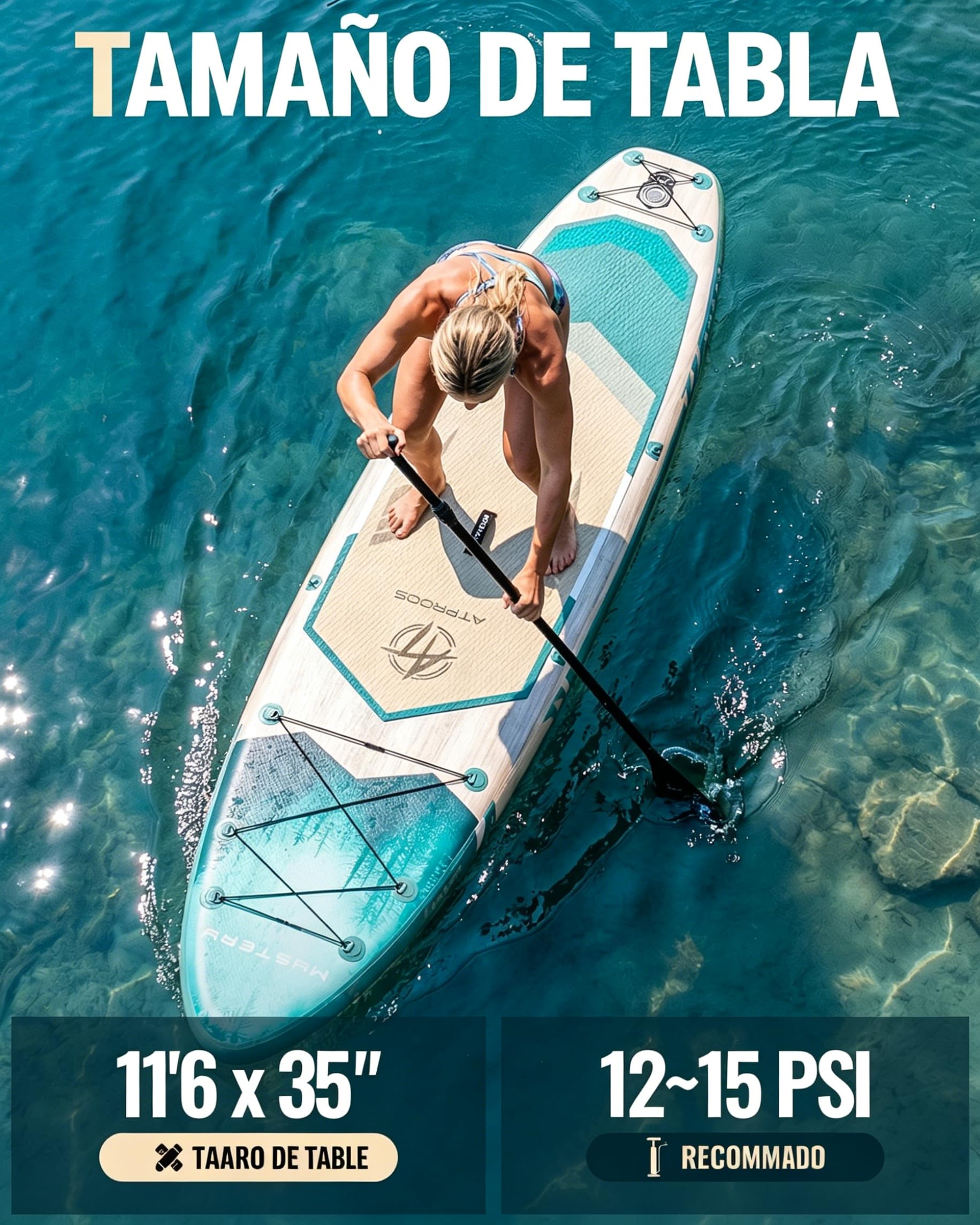 Tabla Paddle Surf Hinchable Inflable Extra Grande para Adultos, con Capacidad para 204,1 kg. con Kit de Accesorios Mochila. Kayak Inflable, Antideslizante, Ideal para Yoga,