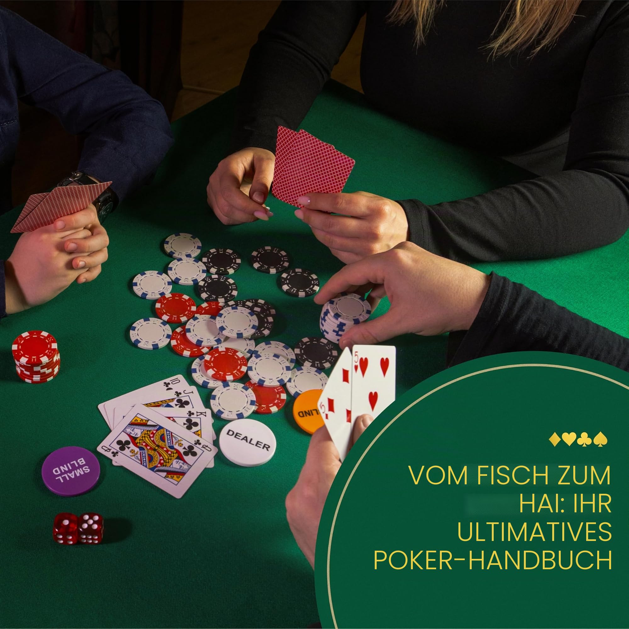 Queensell Pokerkoffer mit 300 Poker Chips für Texas Holdem – Profi Poker Set mit Aluminium Koffer, Pokerkarten, Dealer Button & Würfeln