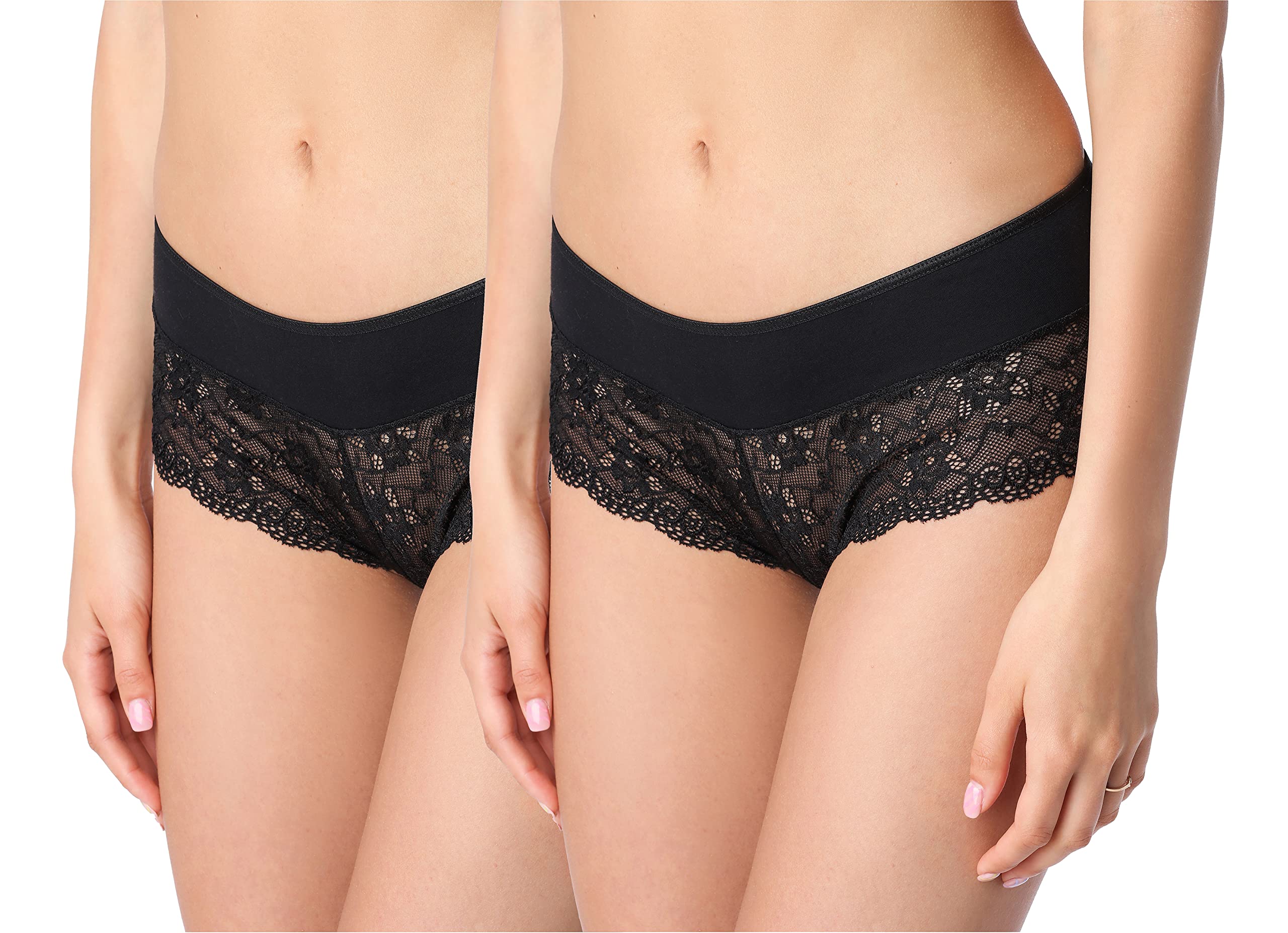 Bellivalini Damen Unterwäsche Unterhose aus Baumwolle Panty mit Spitze BLV50-187