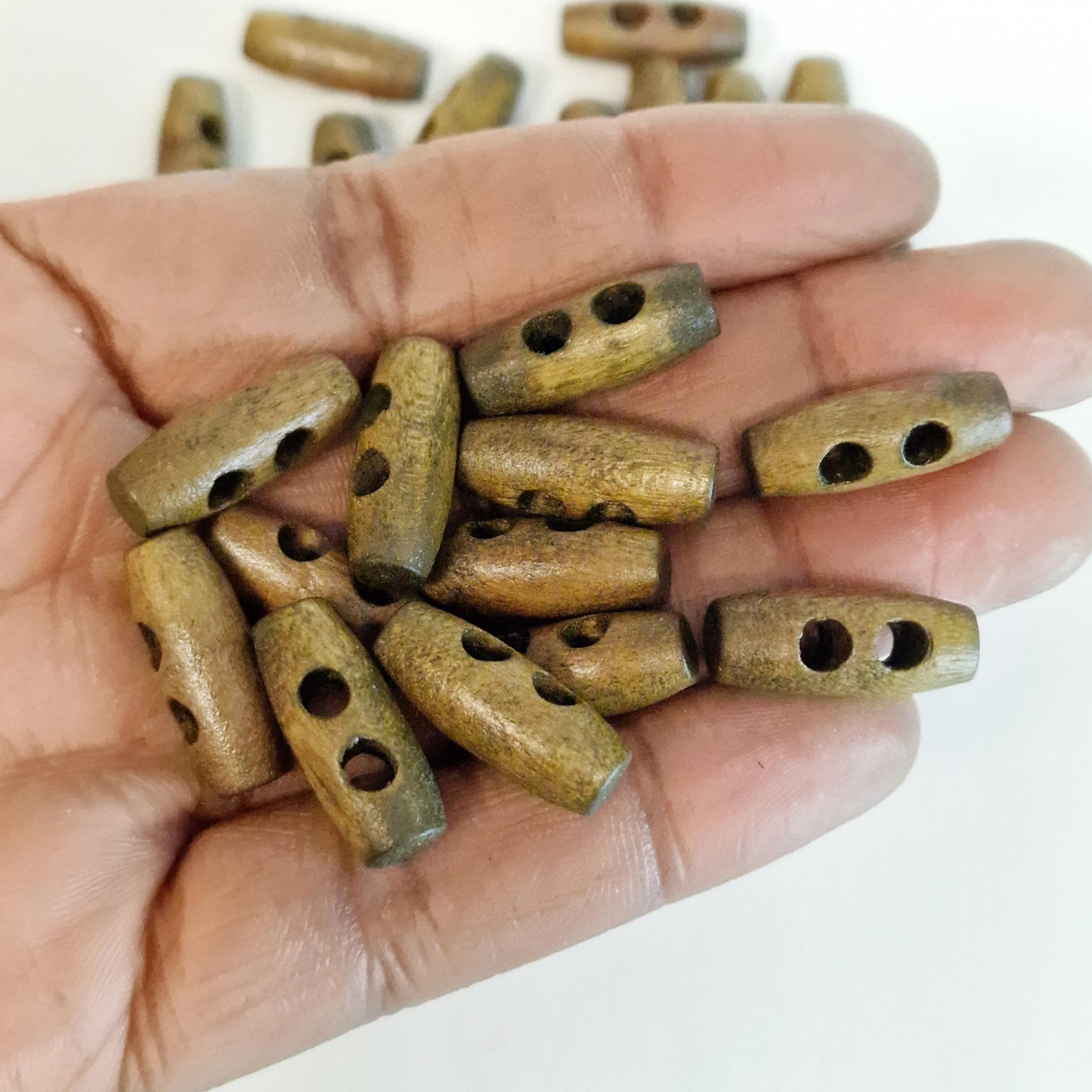 MajorCrafts 40pcs 20mm Small Oval Toggle 2-Holes Wood Sewing Buttons Arts & Crafts Embellishments (Peanut Brown) - Image 3