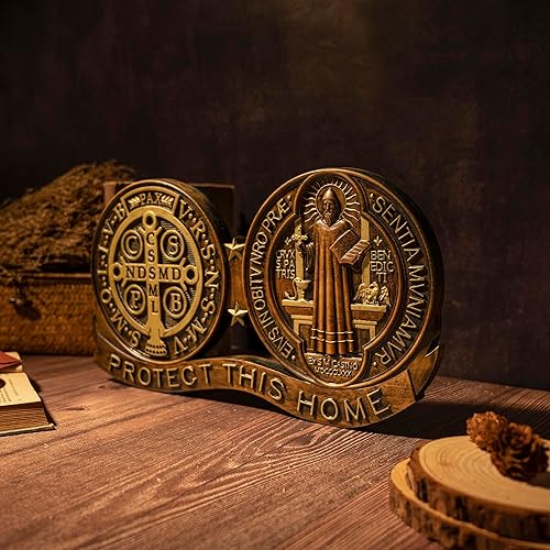 Miniatura 5 de bgcarpenter St Benedict Medal Wall Decor Plaque Religious Handmade Wooden Saint Benedict Crucifix Wall Cross Christmas Gift - 12 Inch