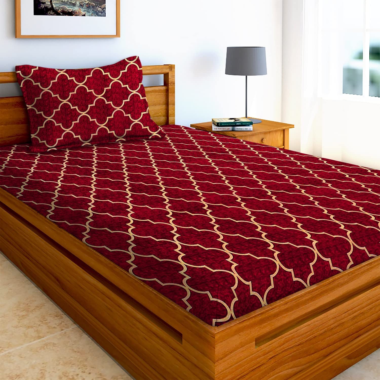 Homefab India 144 TC Microfiber Single Bedsheet with 1 Pillow Cover -Rust(Sn325) (B09T7646L9) Amazon Price History, Amazon Price Tracker