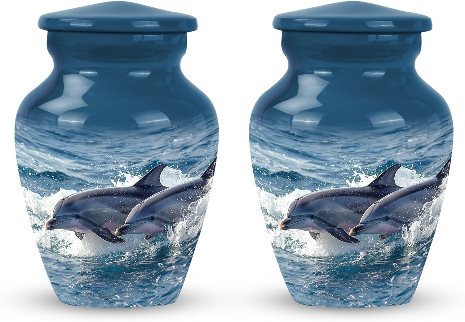 Small Dolphin Urns for Human Ashes - Small Urn for Ashes for Women - Small Urns for Ashes Mom - Memorial Urn - Metal Keepsake Urn - Companion Urn (Size - 3inch,2pcs)