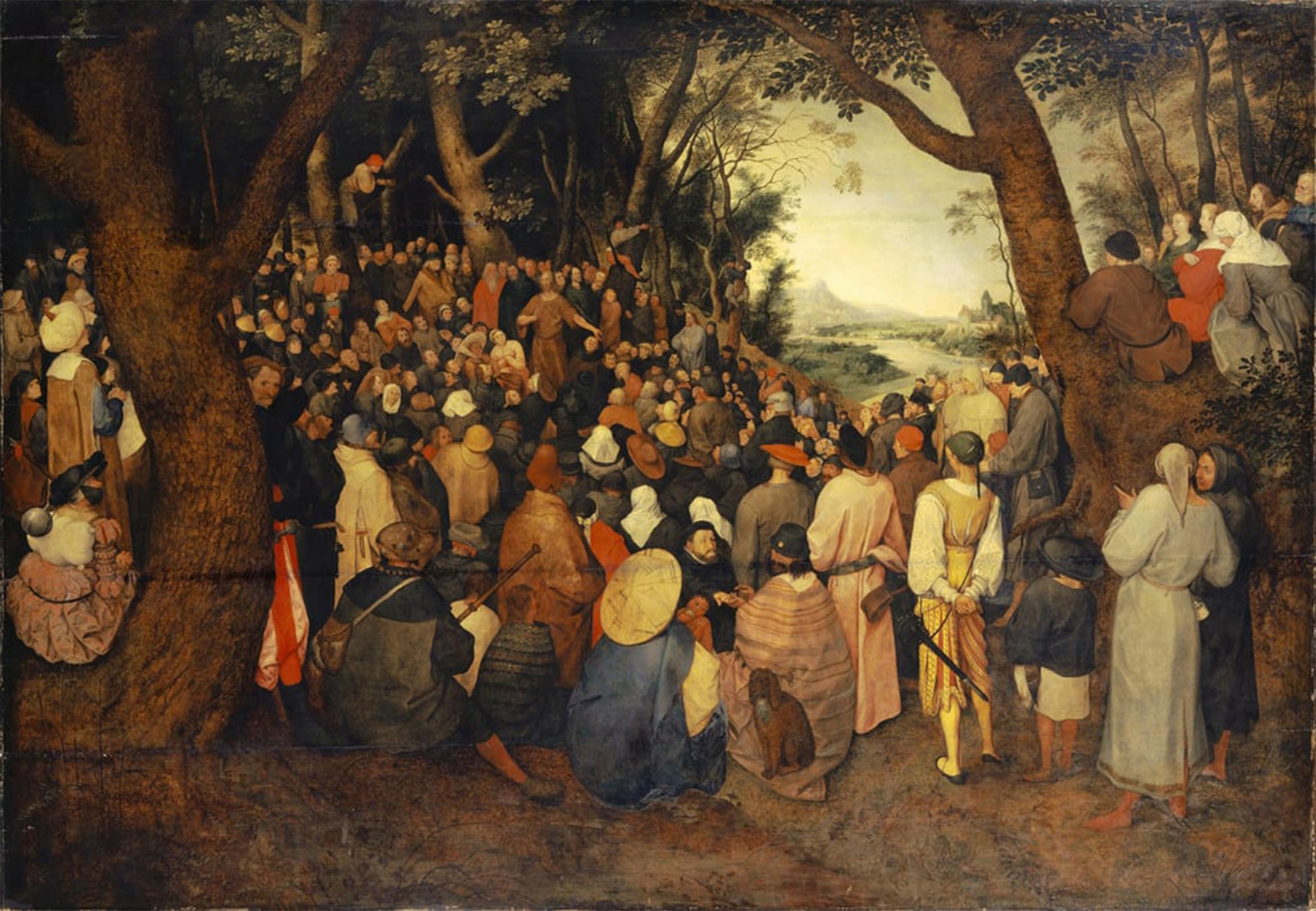 ARTXLXXBN Famous Prints Artwork Pictures Poster Painting Art the Sermon of Saint John the Baptist by Jan the Elder Brueghel Artwork Landscape Pictures for Home Decor 60x90cm
