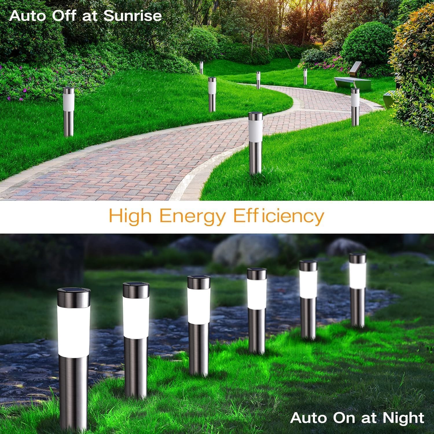 Joomer Lampe Solaire Exterieur Jardin, 4 Pièces Lumiere Solaire Exterieur avec Lumière Blanche Froide Étanche Eclairage Exterieur Solaire pour Paysage, Chemins, Decoration Jardin Exterieur