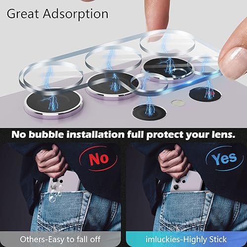 Vista 5 de imluckies Protector de lente de cámara para Samsung Galaxy S23 Ultra, [4 unidades] Película protectora de vidrio templado 9H resistente a