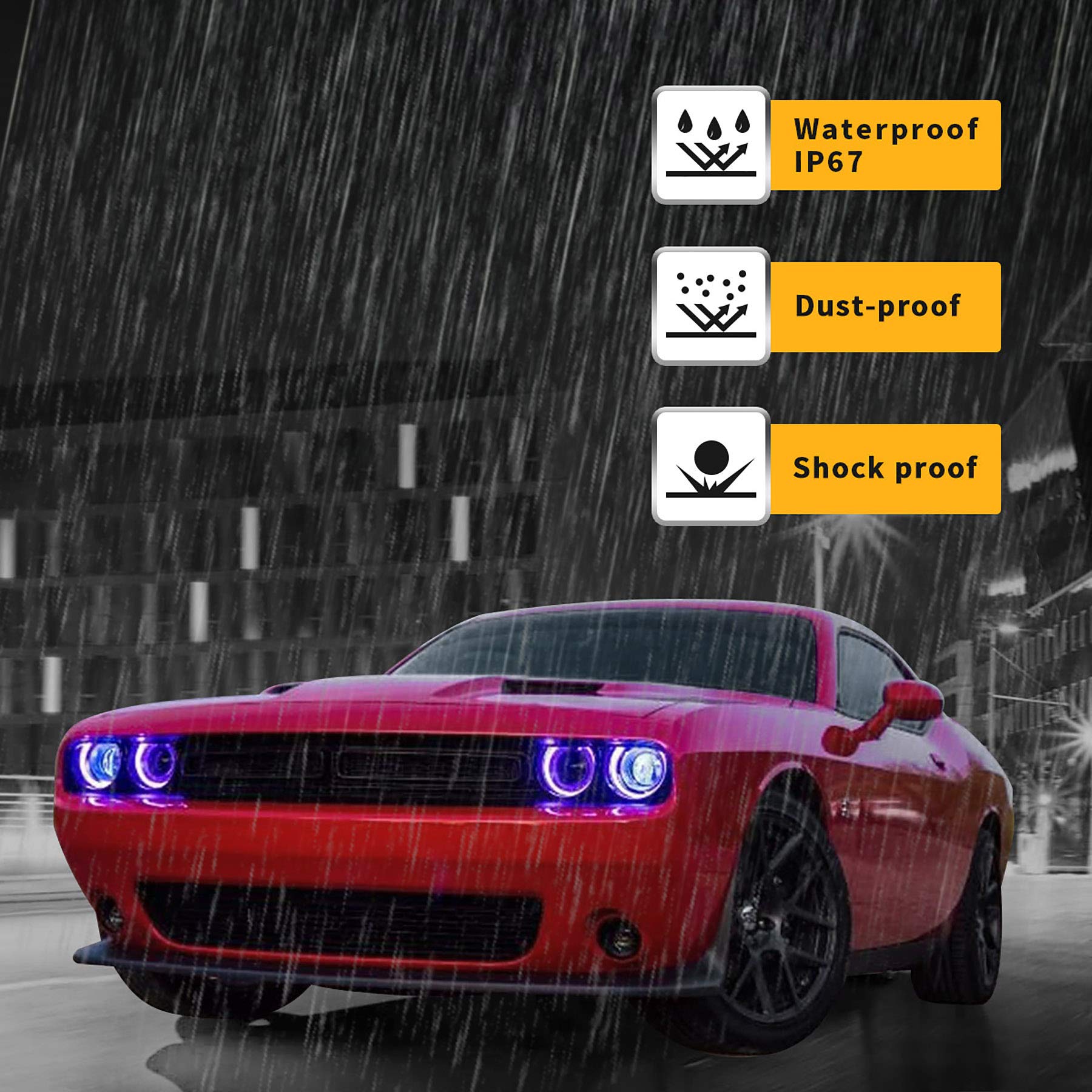 CHALLENGER LEDライト For Dodge Challenger 2015 - 2023 Multi Color RGB LED Angel Eyes