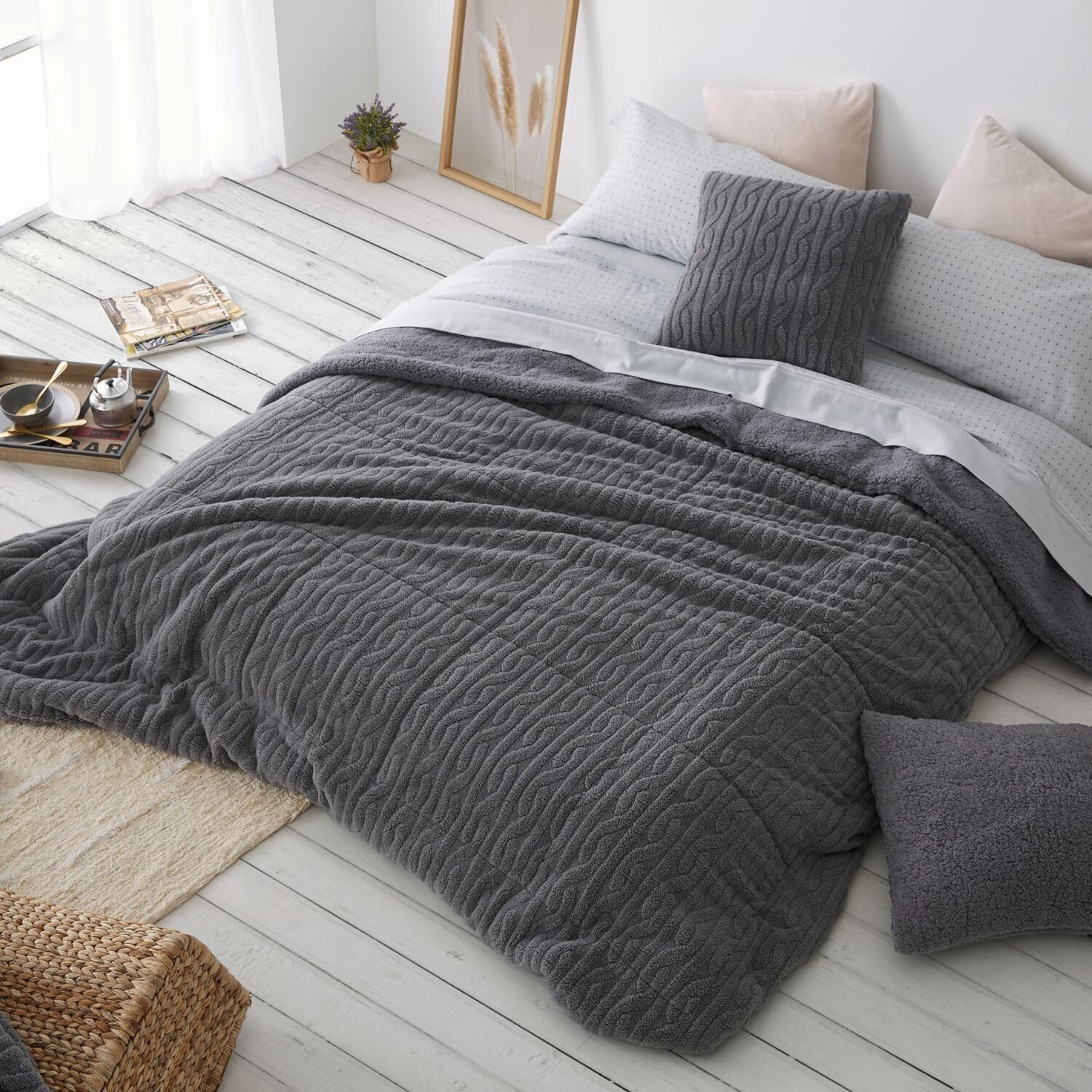 Burrito Blanco | Colcha edredón con Borreguillo, 436 Gris | Cama de 150 cm | (+ Medidas Disponibles) | Edredones de Invierno | Reverso Borreguito | Diseño 436 | Color Gris