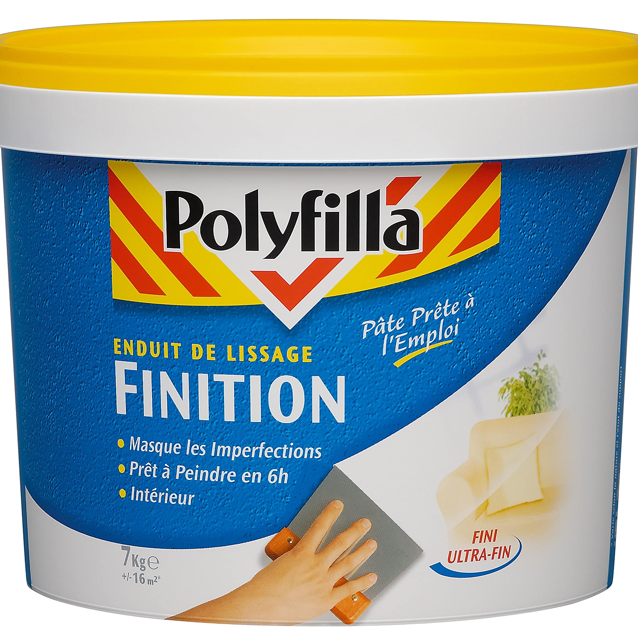 Polyfilla Enduit de Lissage Finition - Masque les imperfections - Fini ultra fin - Pâte 7 Kg