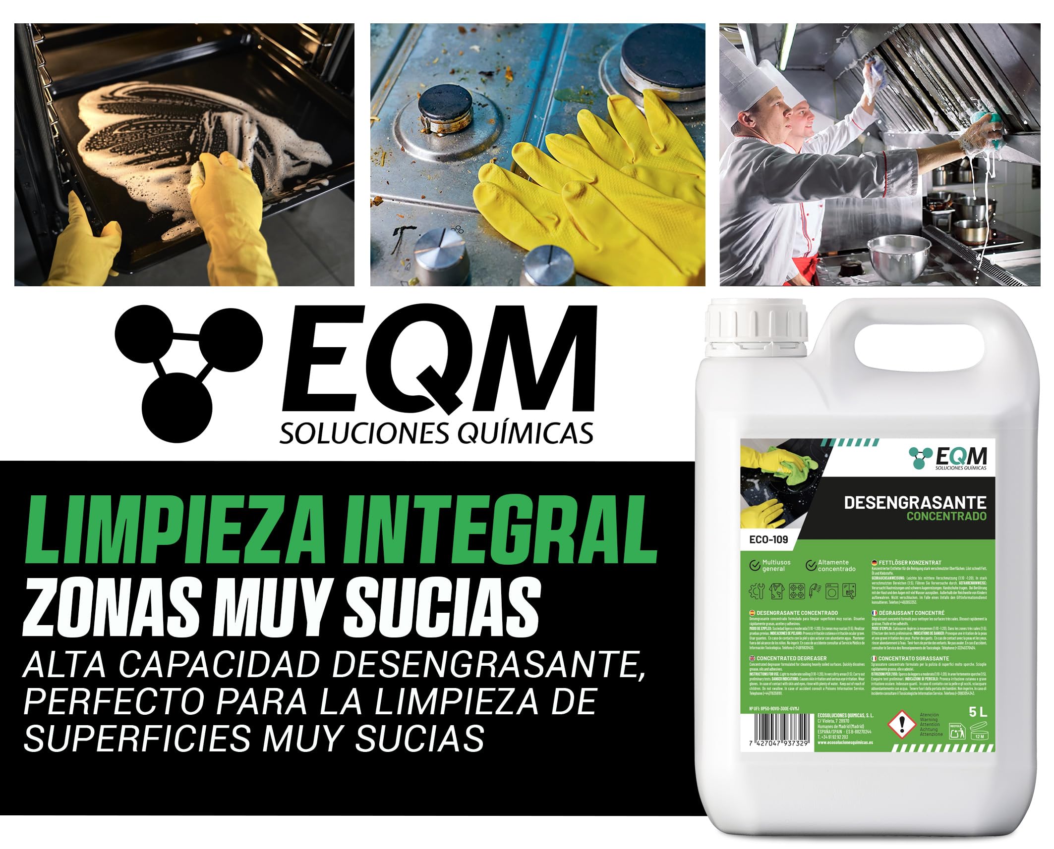 EQM ECO-109 Desengrasante Concentrado 5L Quitagrasas Alta Eficacia