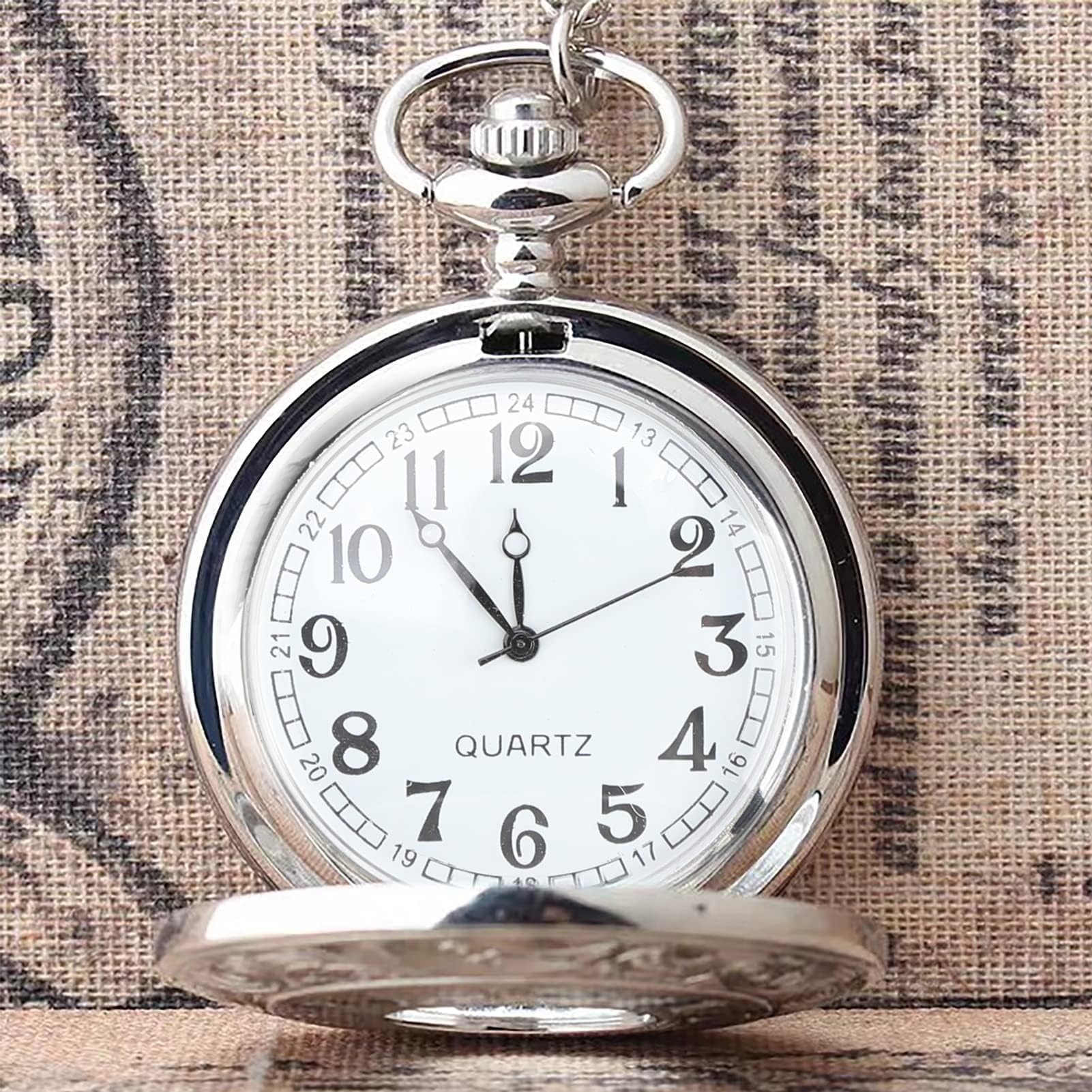 Orologi da Tasca, Numeri Romani in Stile Antico con Catena Staccabile(Silver)