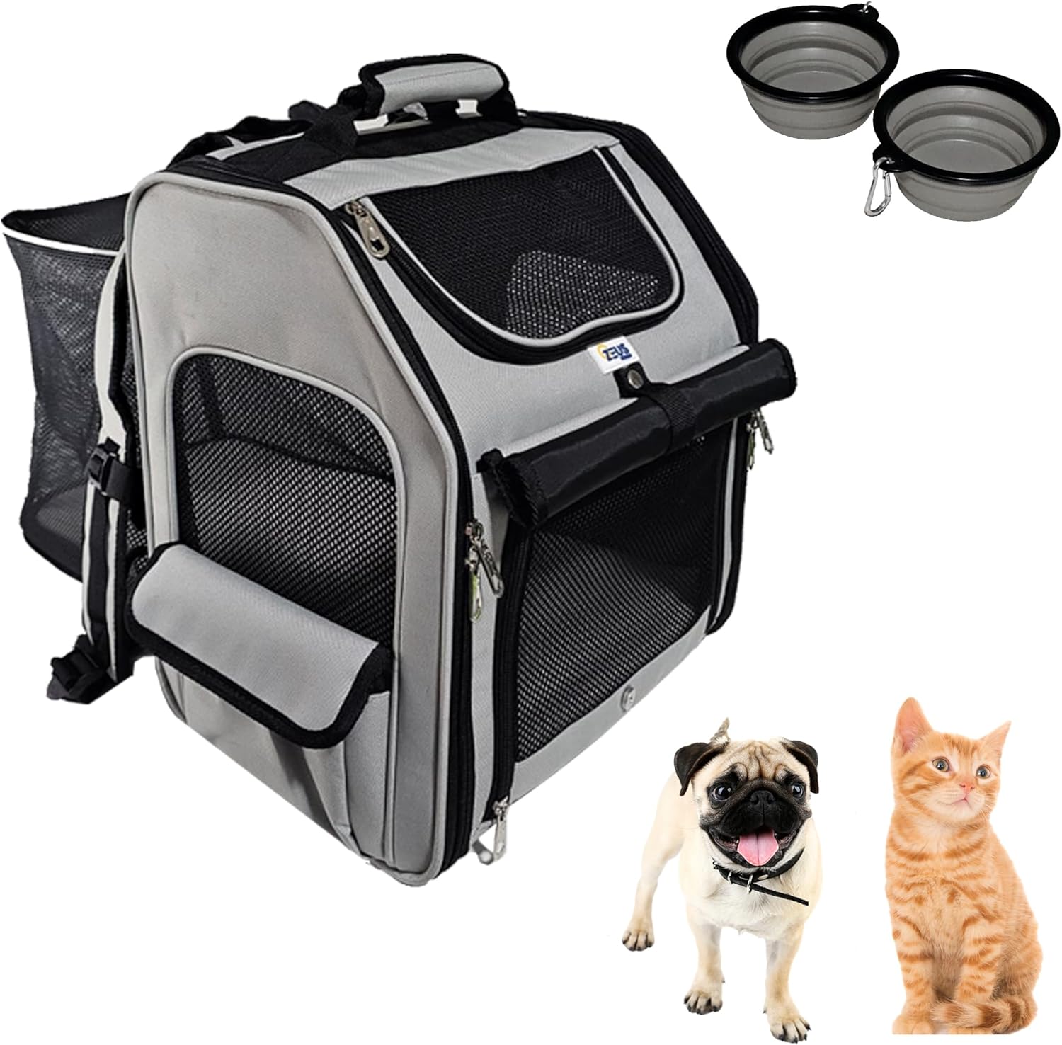 Expandable Pet Backpack Carrier for Dogs & Cats – 4-Way Entry & Mesh Windows Expandable Pet Backpack Carrier for Dogs & Cats – 4-Way Entry & Mesh Windows