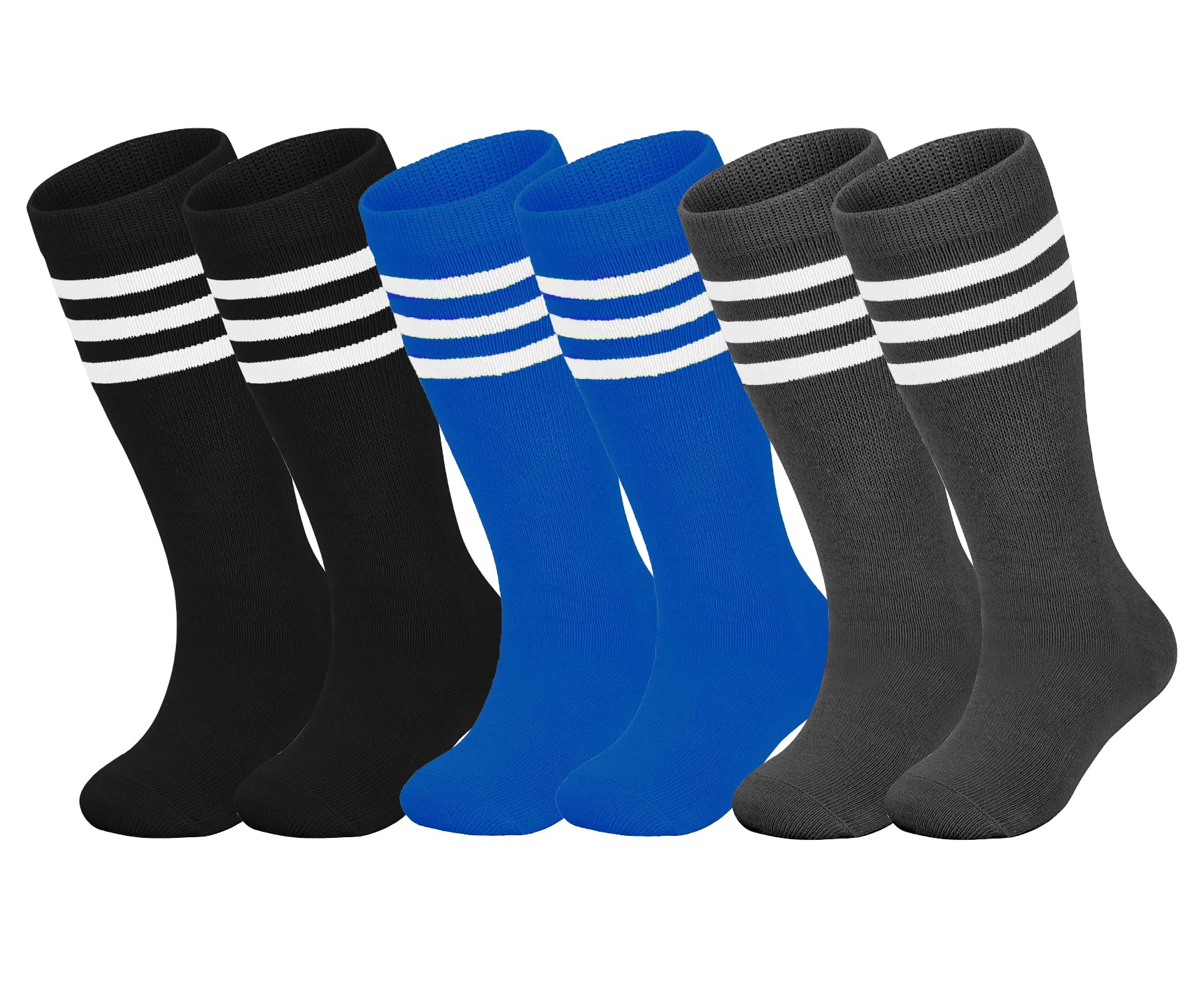 ENBAOHUI 3 Pairs Toddler Soccer Socks - Kids Boys Girls Knee Socks