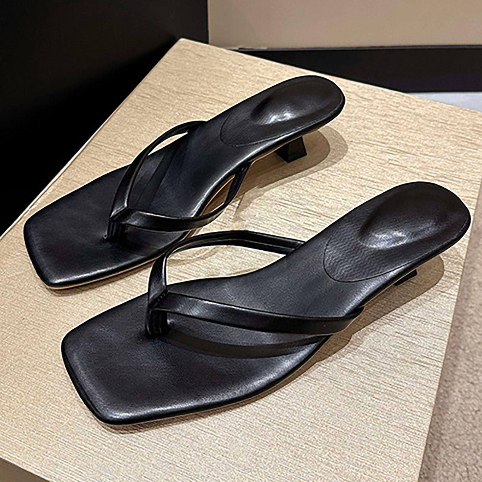 Générique Tongs à talons hauts pour femme - Tongs pour femme - Sandales à lanières - Sandales à talons hauts - Sandales à talons hauts - Sandales à talons - Élégantes - Chaussures d'été confortables