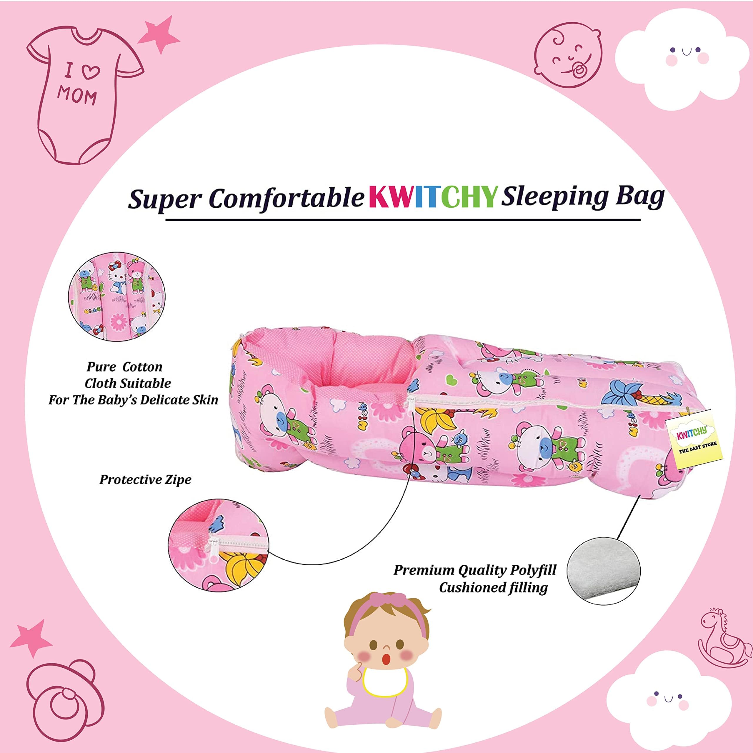 Kwitchy Baby Bed New Born Baby Bedding Set | Mattress | Mosquito Net | Carry | Cotton | Infants Beds | Products All | Gift Combo | Essentials (0-6 Months) 3