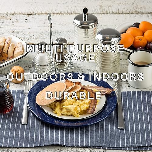 Miniatura 10 de Tablecraft Enamelware Collection - Sartén rectangular esmaltada con borde negro, color blanco sólido, para campamento, granja, hogar y restaurante,