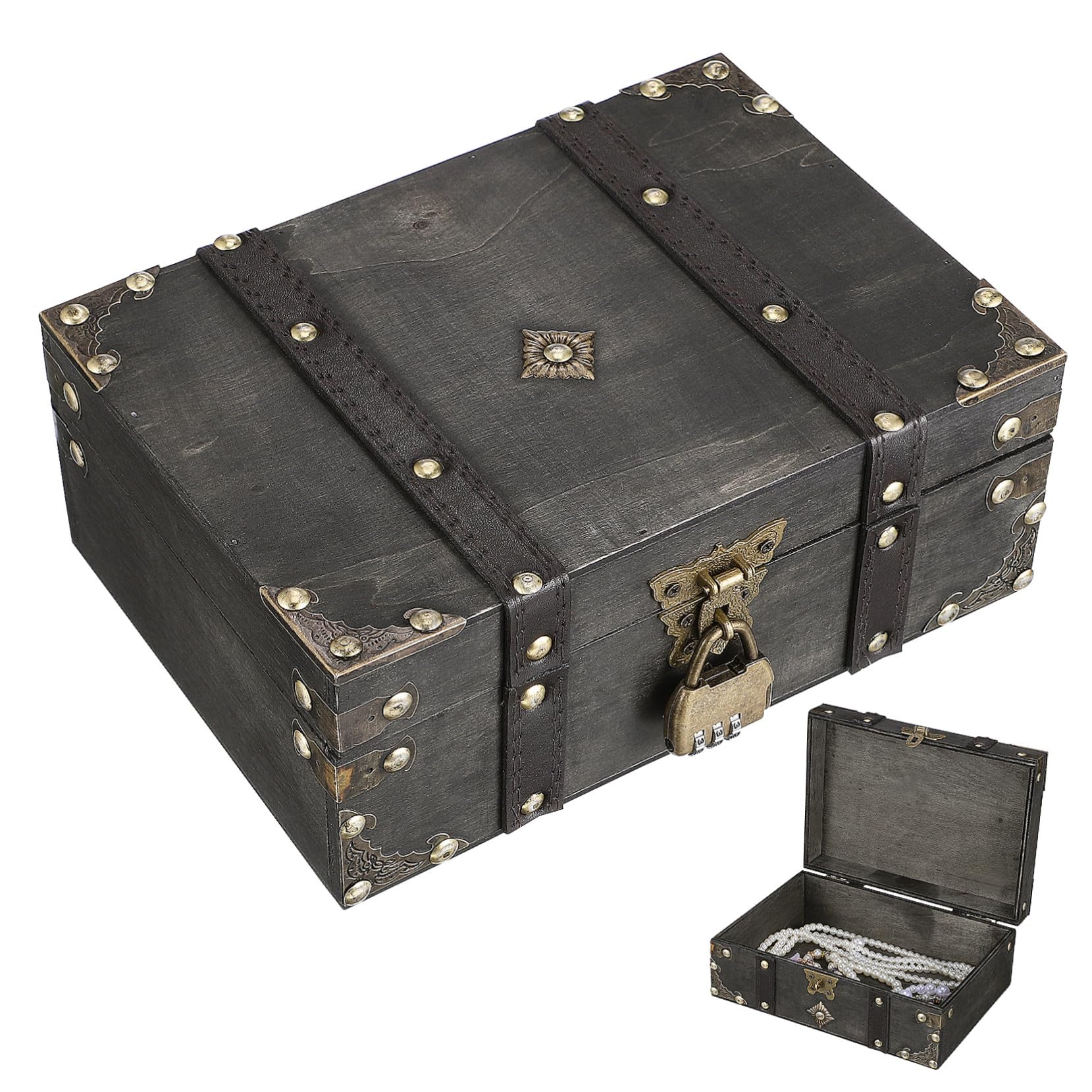 SOLUSTRE Schmuckkästchen Mit Schloss Und Vintage-design Aufbewahrungsbox Für Damen Und Herren Abschließbares Schmuckkästchen Aus Bruchfestem Material Für Zuhause Und Reisen