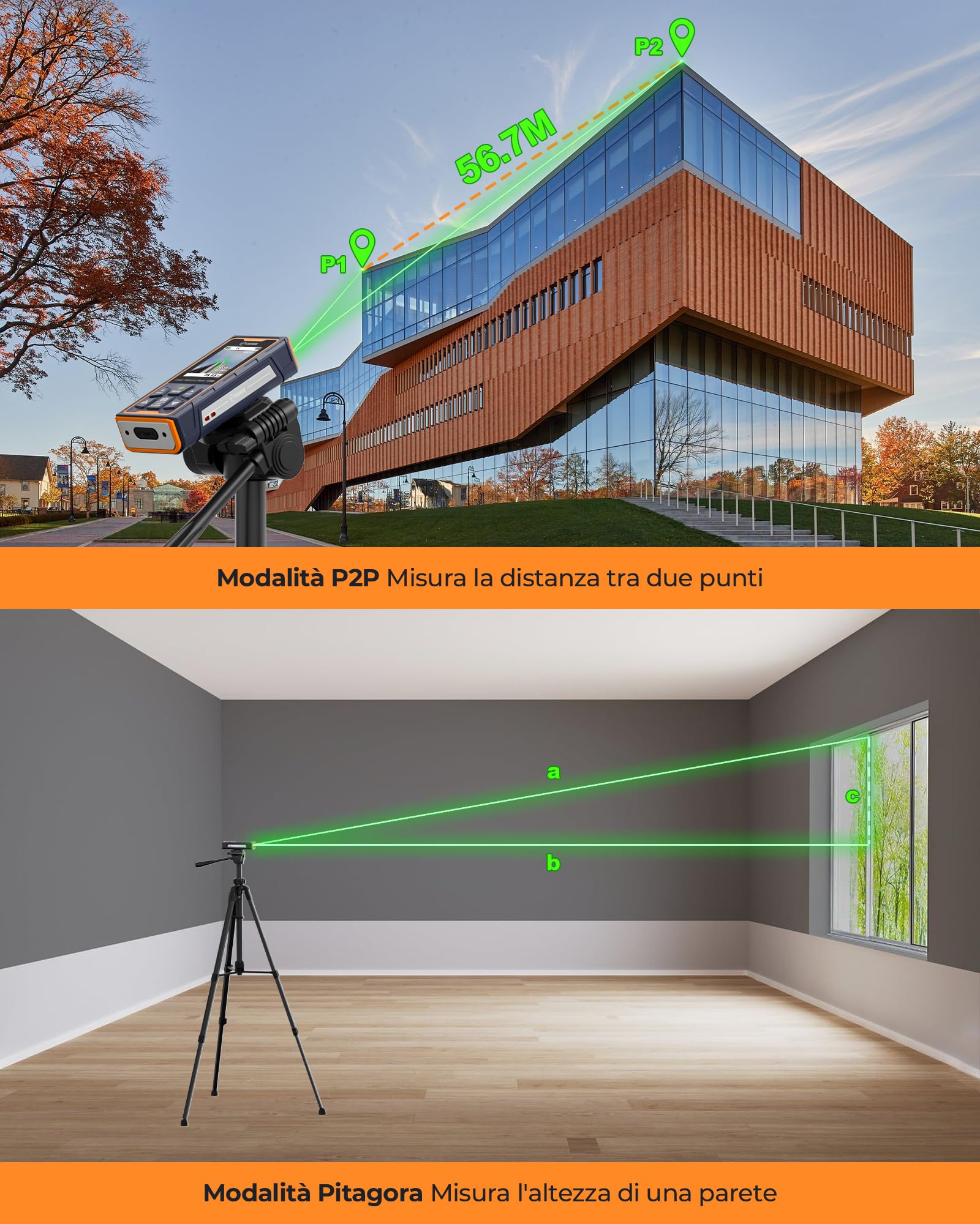 120M Metro laser, CIGMAN telecamera integrata, telemetro laser con fotocamera zoom 4x, schermo LCD, dispositivo di misurazione laser IP65, 16 modalità di misurazione per esterni, (CD-120G)