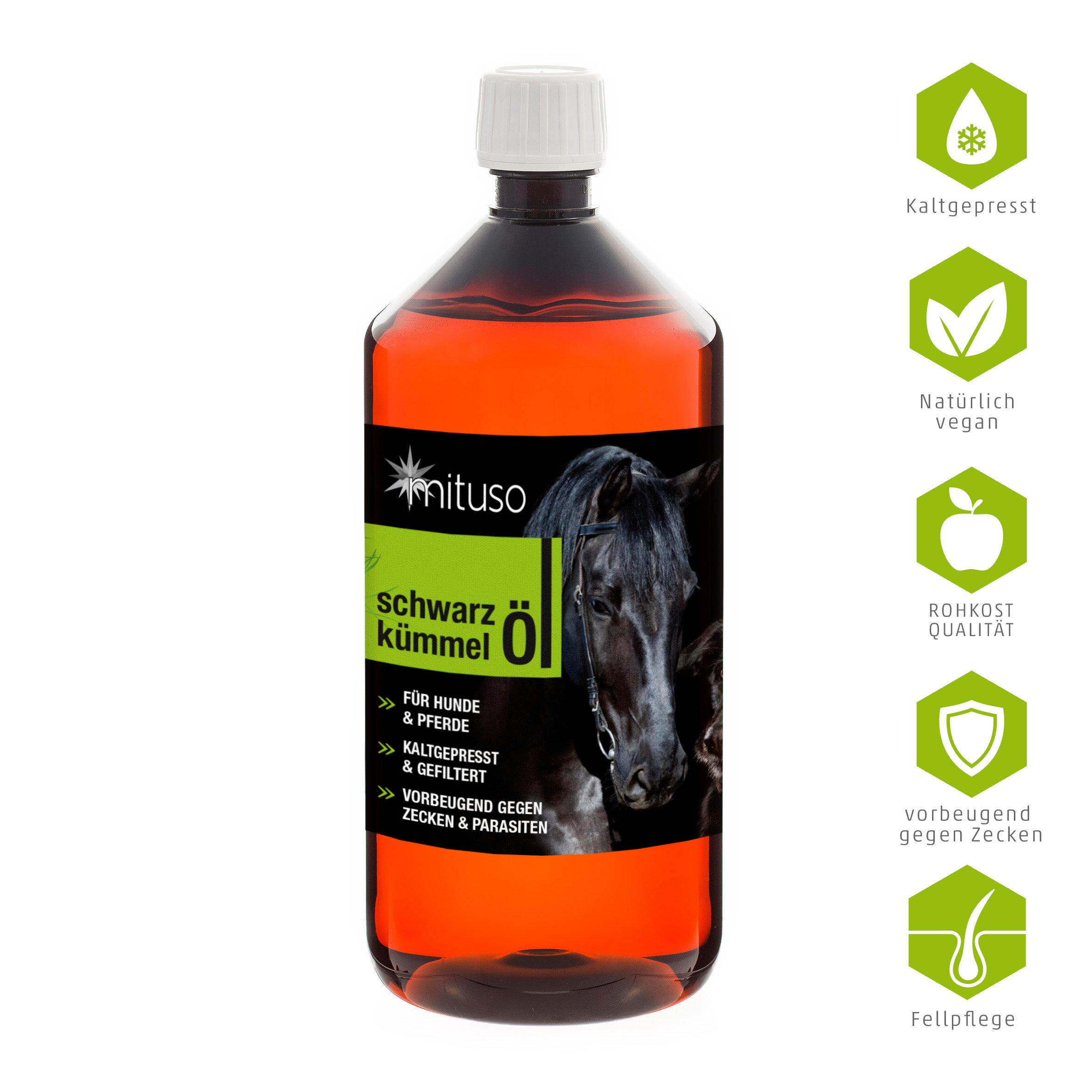 mituso Schwarzkümmelöl für Tiere, kaltgepresst & 100% rein, 1000 g