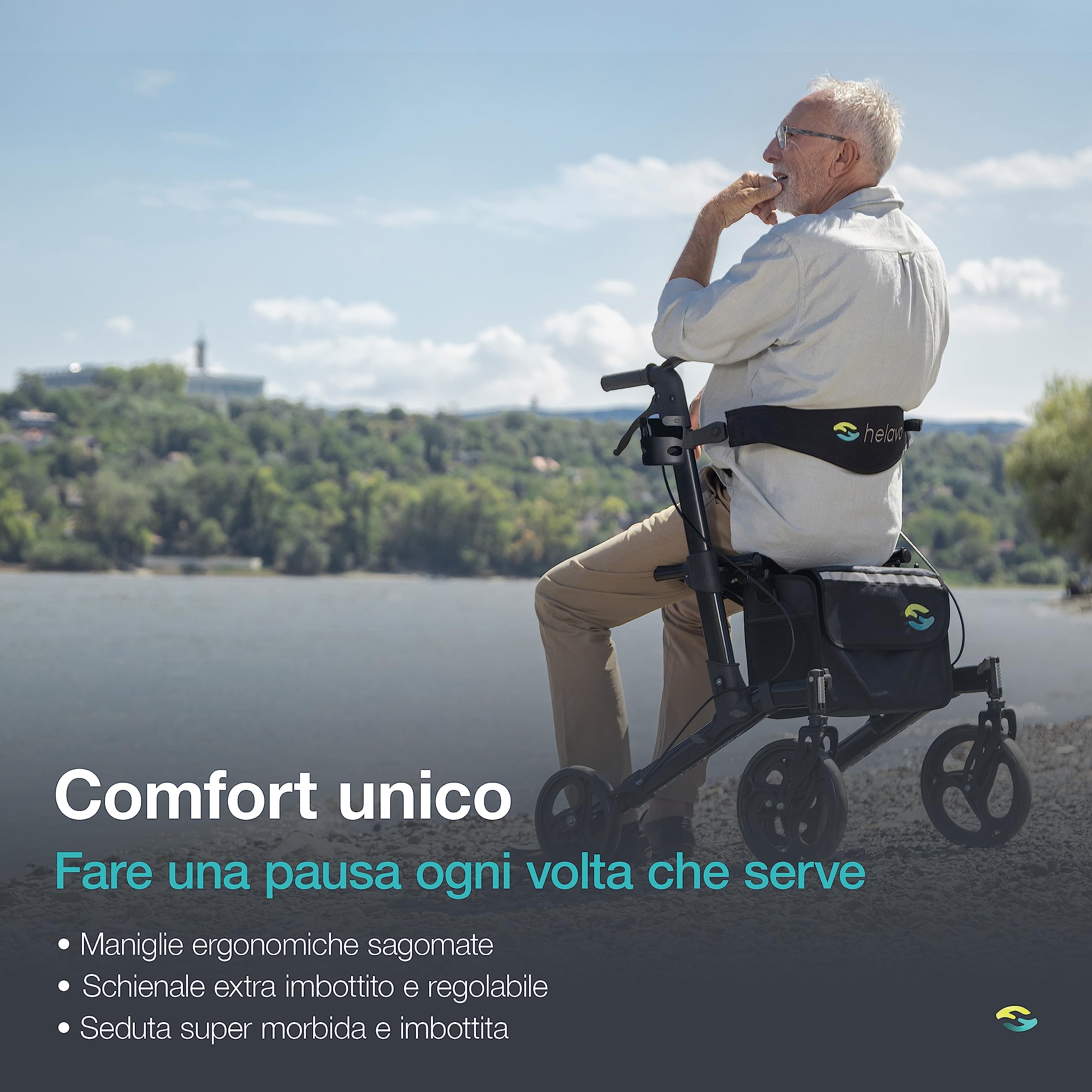 HELAVO Deambulatore per Anziani Superiore - Rollator Alluminio Regolabile Individualmente - Perfetto per la Casa e l'Esterno